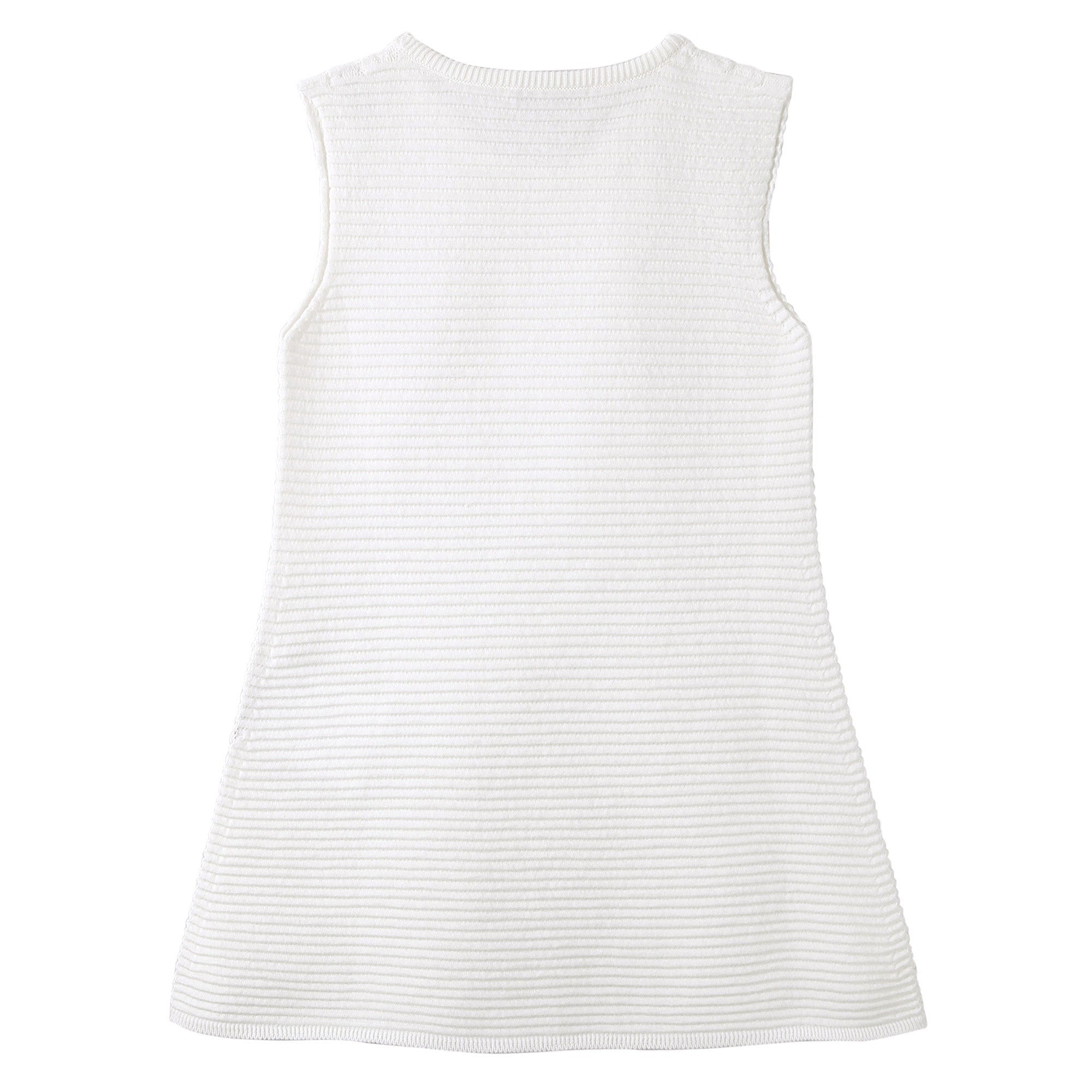 Baby Girls White Striped Knitted Sleeveless Dress - CÉMAROSE | Children's Fashion Store - 2