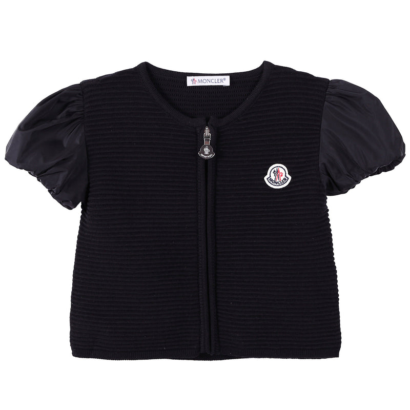 Girls Black Striped Knitted Sleeveless Cardigan - CÉMAROSE | Children's Fashion Store - 1