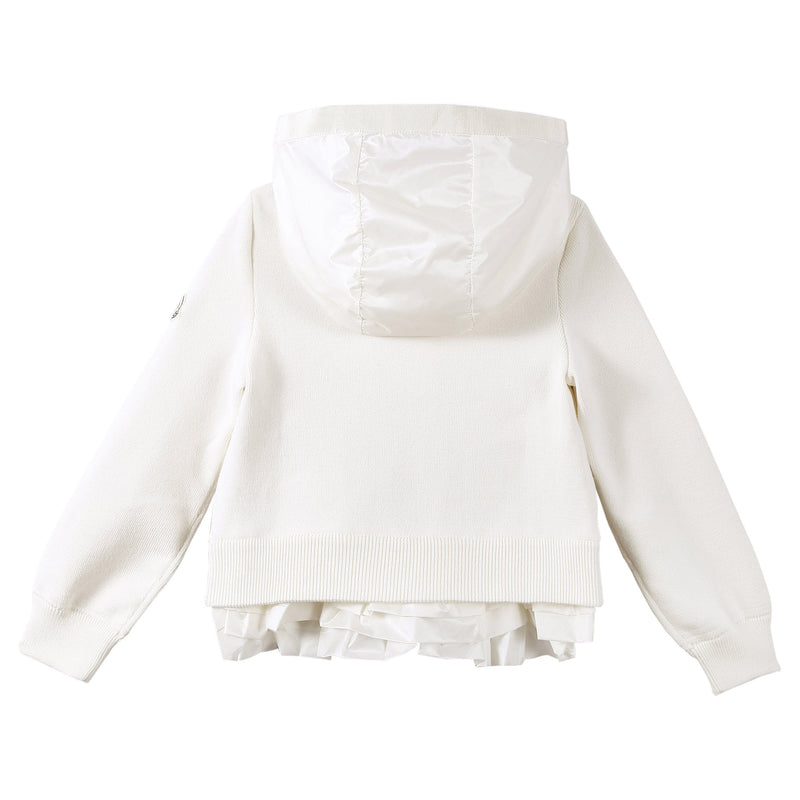 Girls White Down Padded Hooded Jackets With Ruffled Hem - CÉMAROSE | Children's Fashion Store - 2