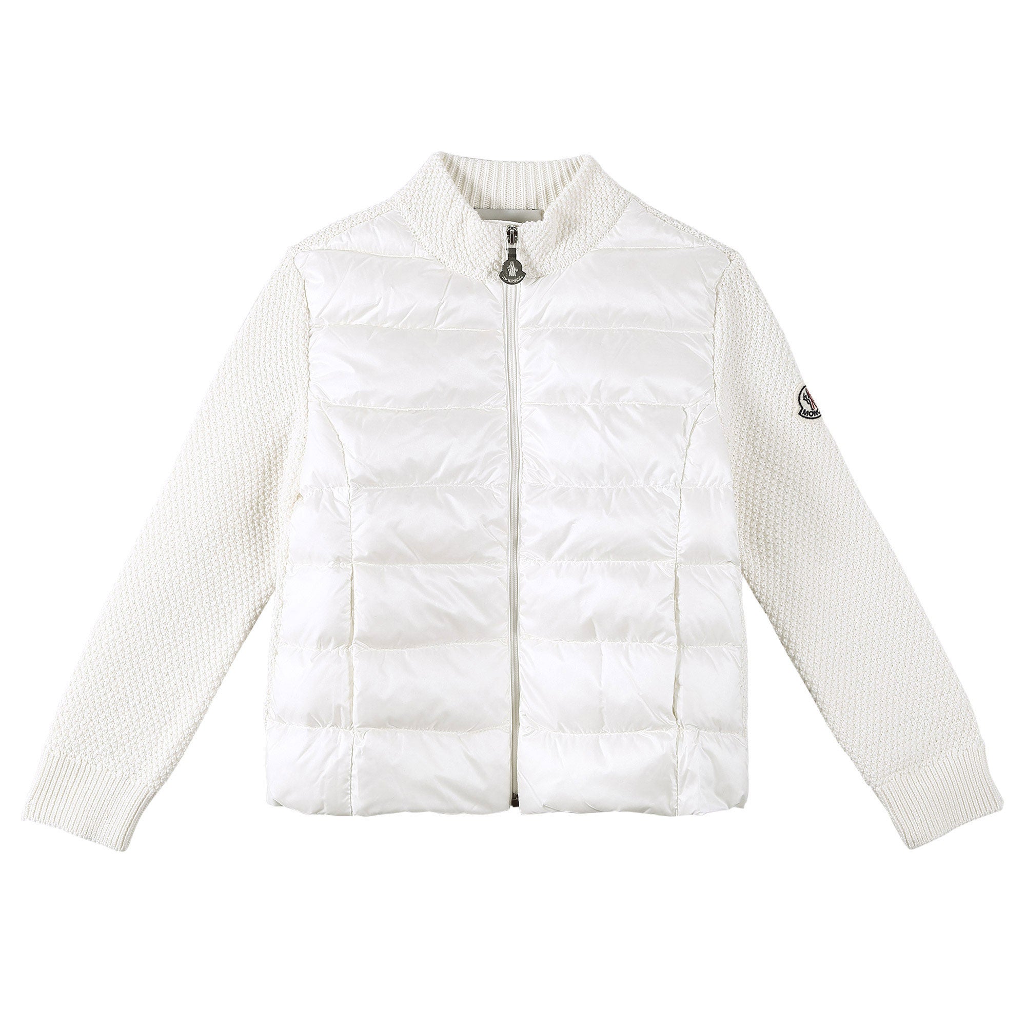 Boys White Down Padded Knitted Jackets - CÉMAROSE | Children's Fashion Store - 1