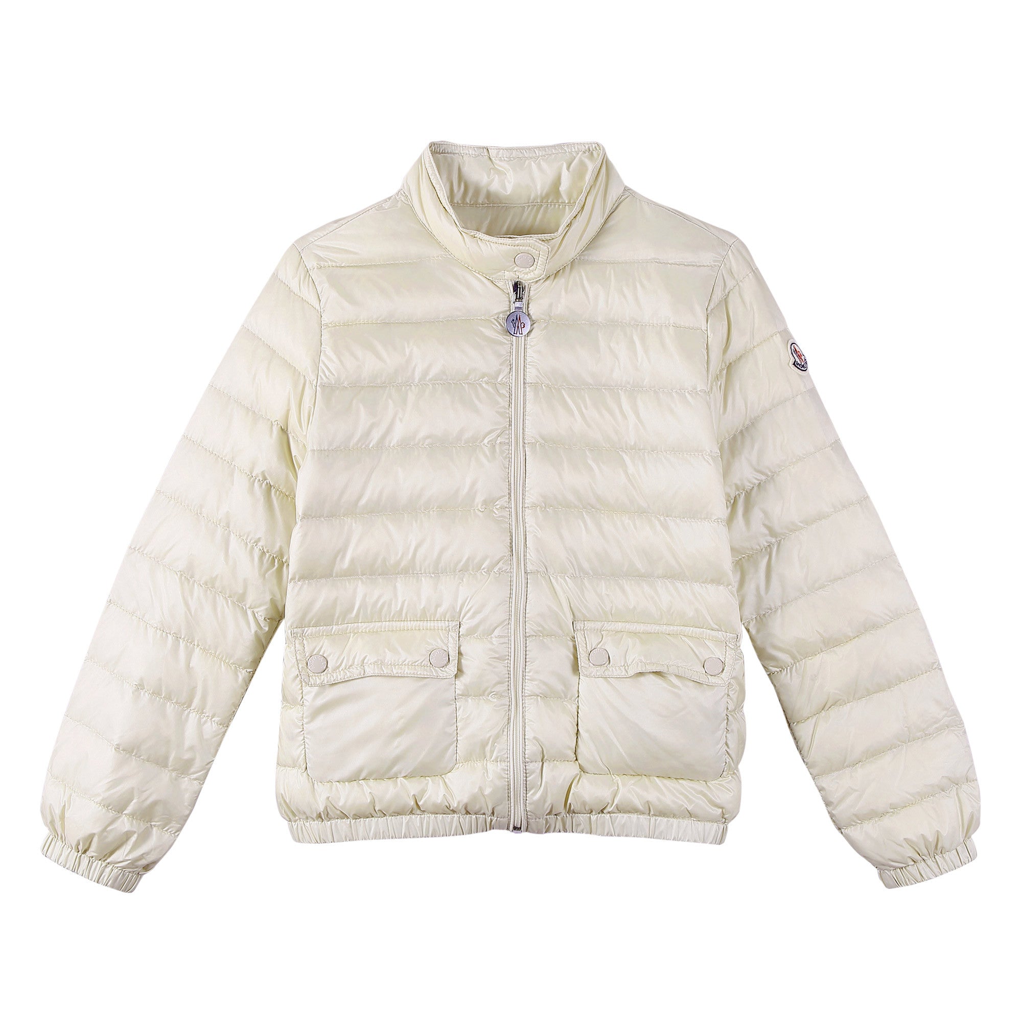 Girls Milk White Down Padded 'Lans' Jacket With Patch Pocket - CÉMAROSE | Children's Fashion Store - 1