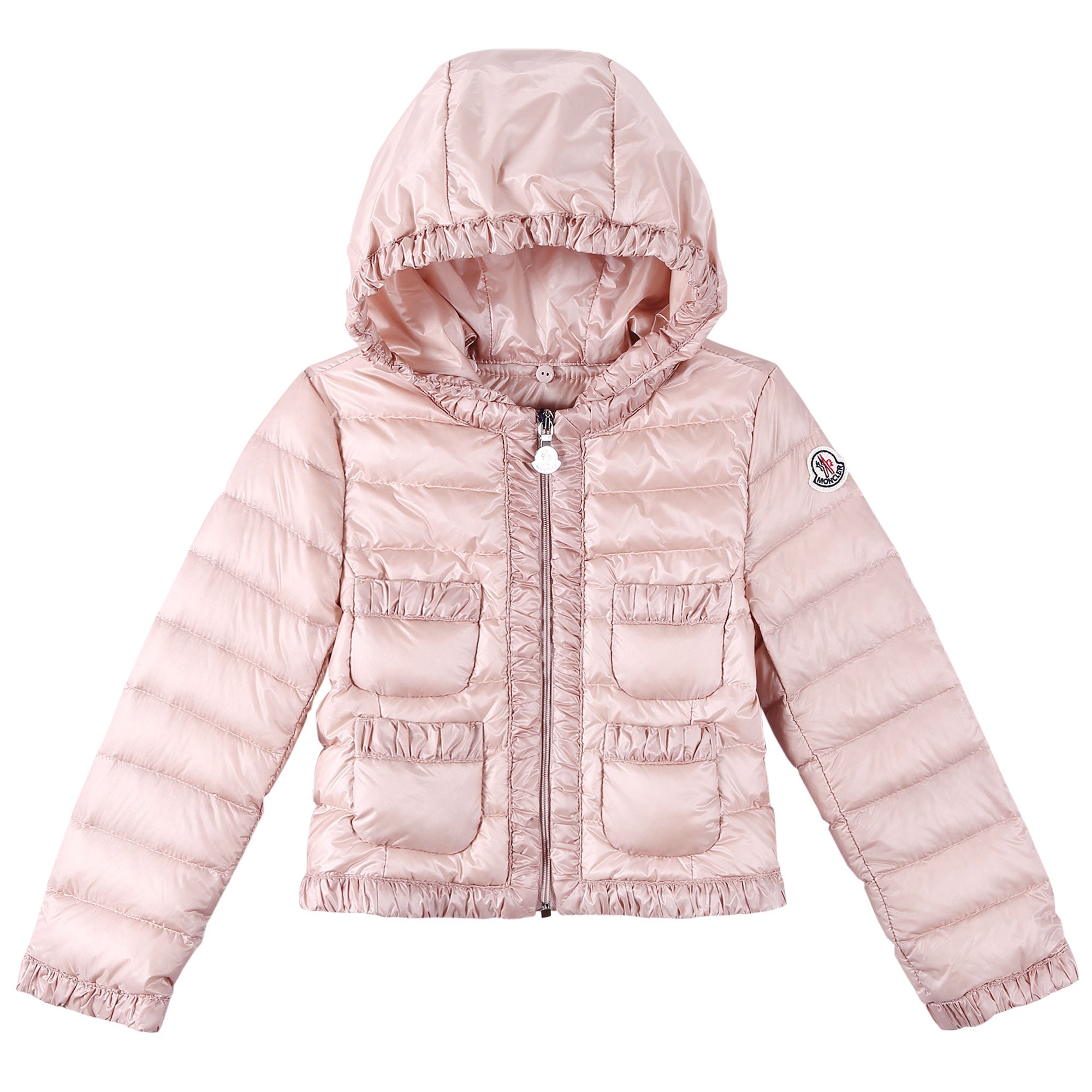 Baby Girls Pink Down Padded 'Flavienne' Jacket With Frilly Cuffs - CÉMAROSE | Children's Fashion Store - 1