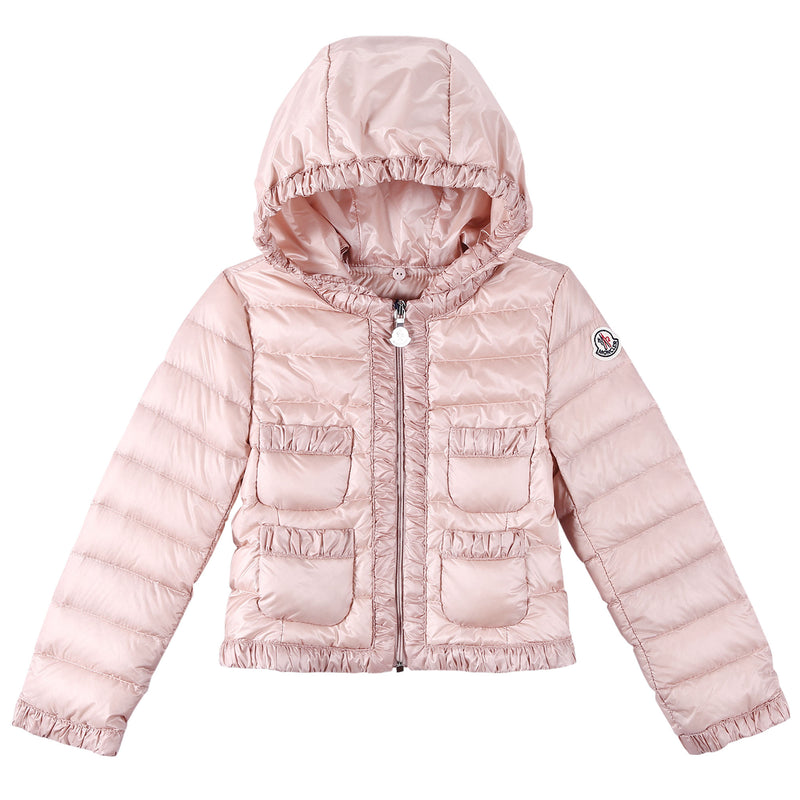 Baby Girls Pink Down Padded 'Flavienne' Jacket With Frilly Cuffs - CÉMAROSE | Children's Fashion Store - 1