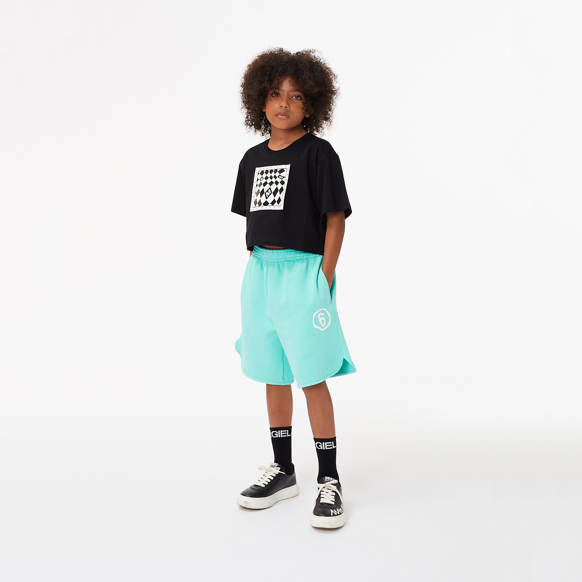Boys & Girls Green Logo Cotton Shorts