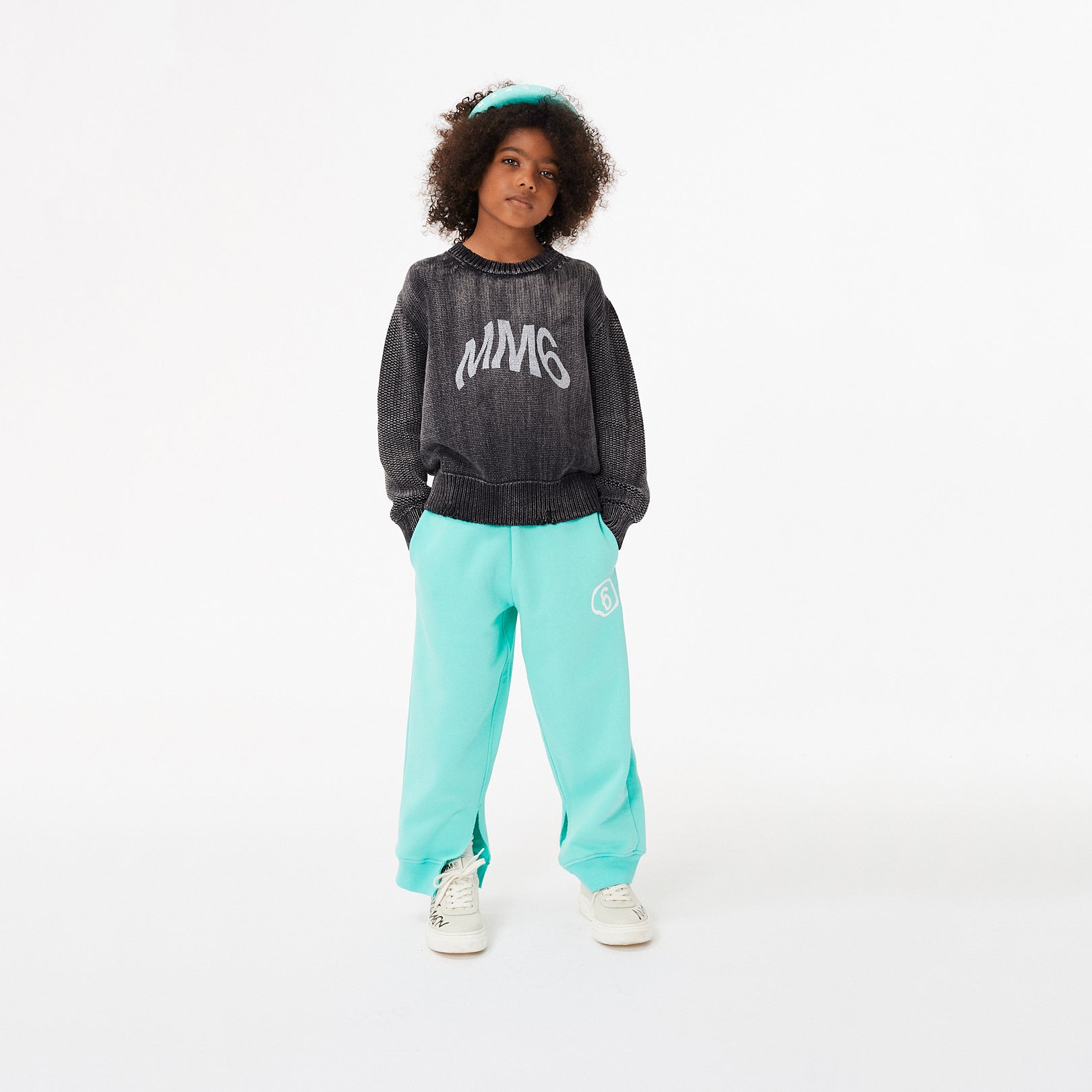 Boys & Girls Green Logo Cotton Trousers