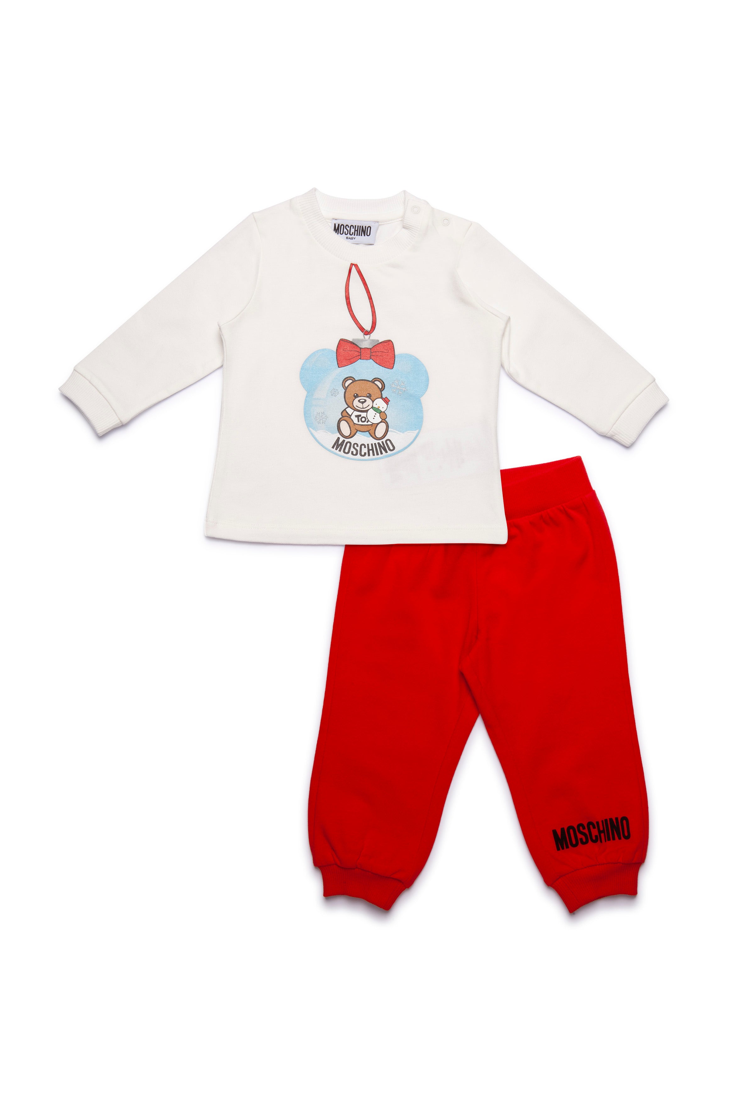 Baby Girls White & Red Logo Cotton Set