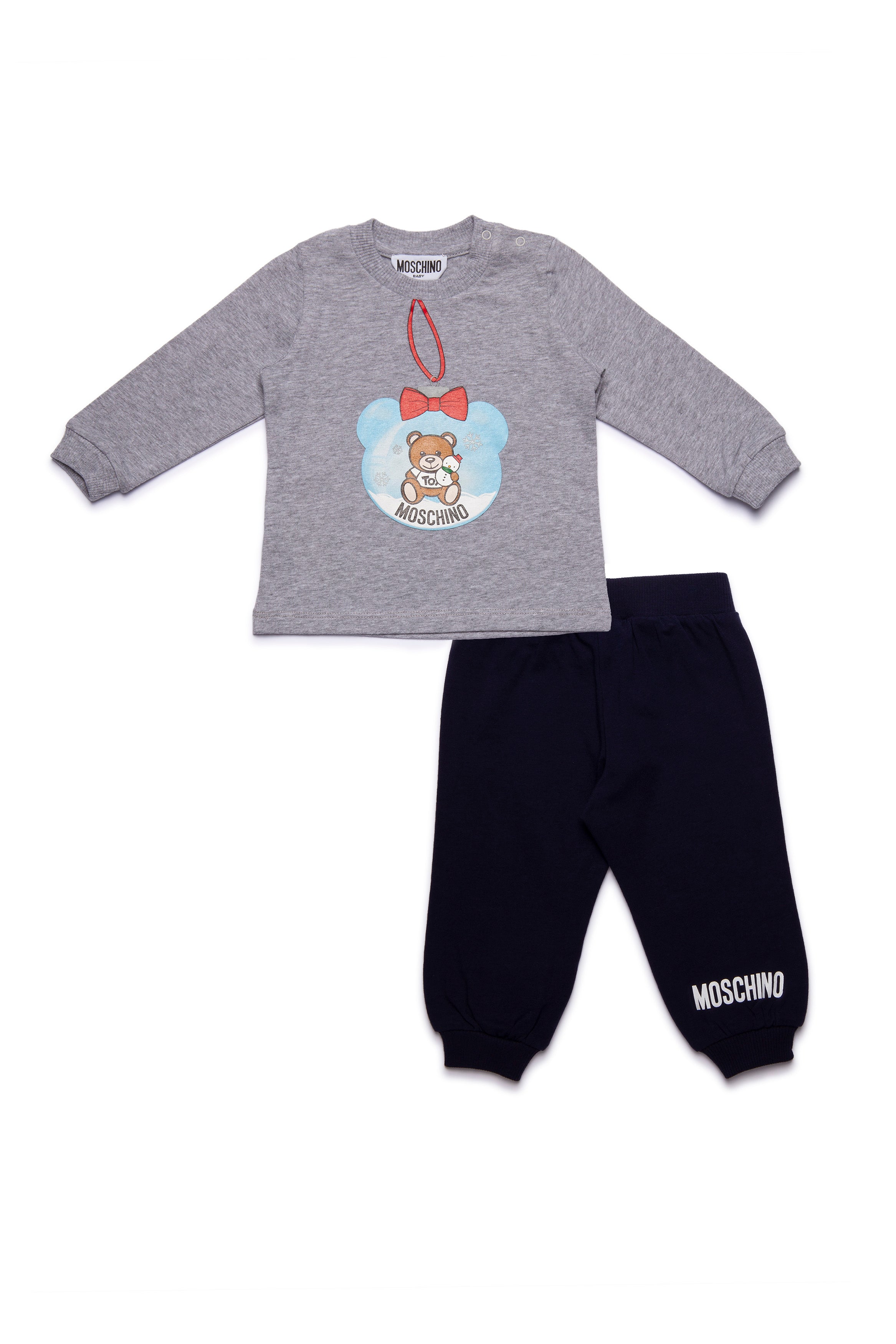 Baby Boys Grey & Blue Logo Cotton Set