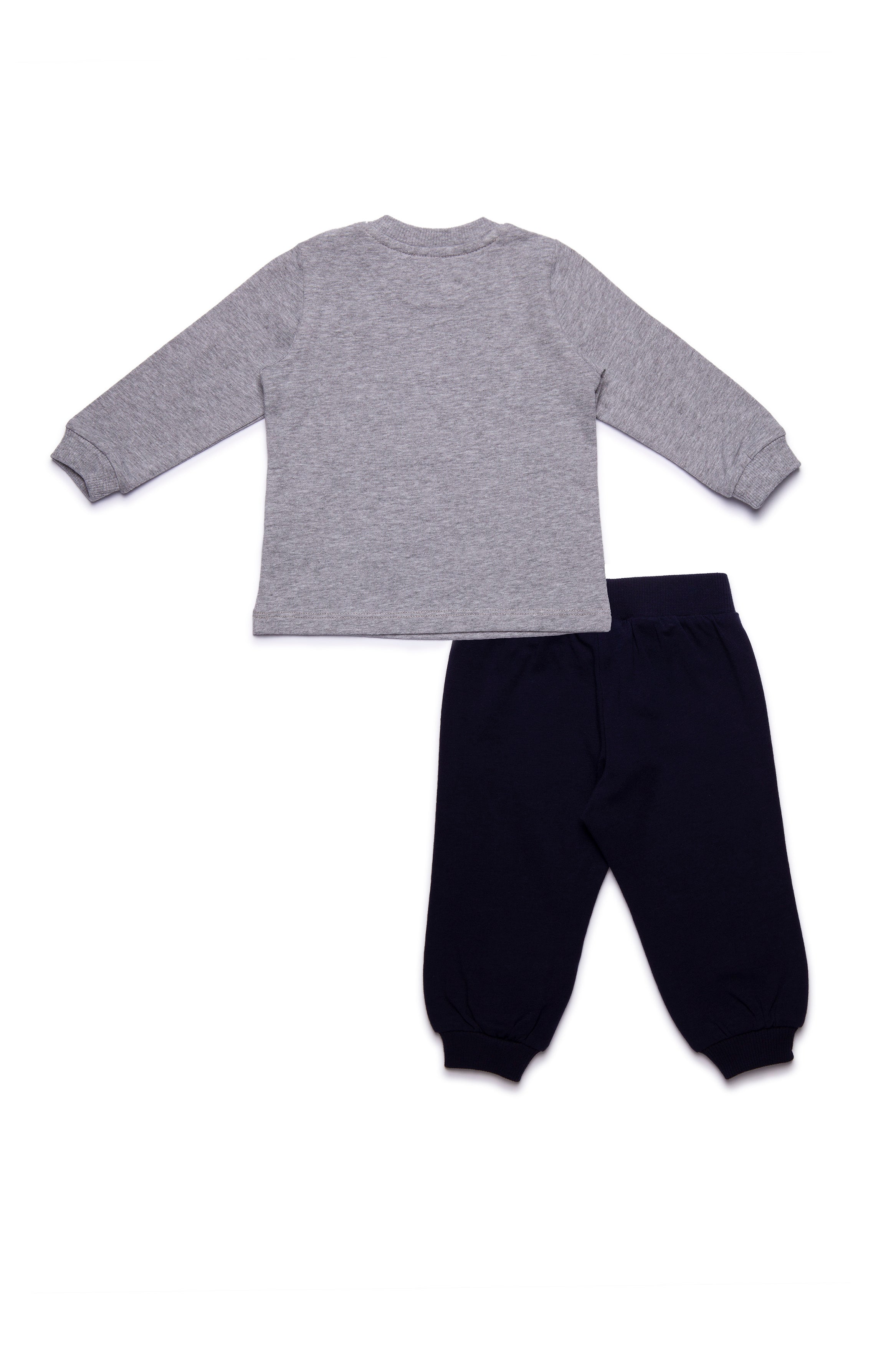 Baby Boys Grey & Blue Logo Cotton Set