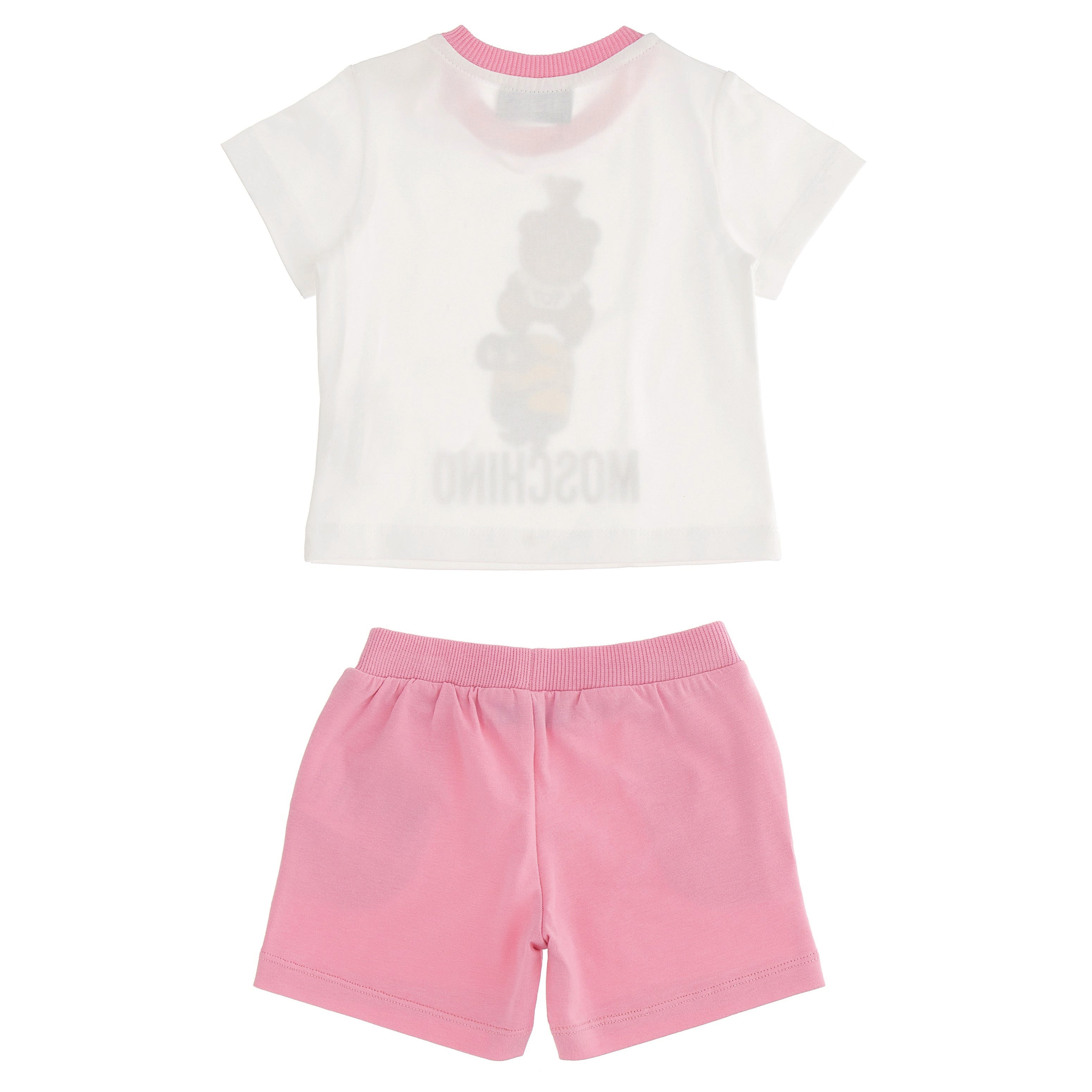 Baby Boys & Girls White Cotton Shorts Set