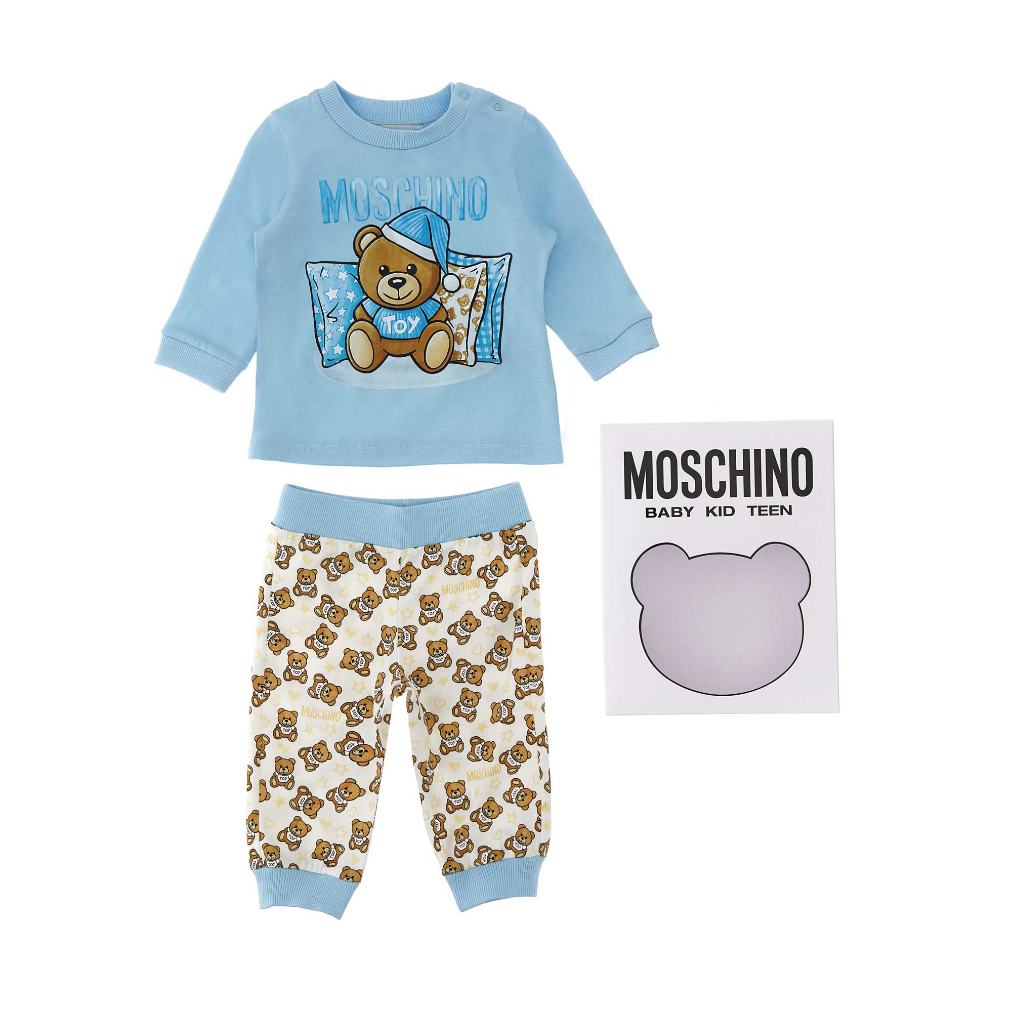 Baby Boys Blue Printed Cotton Set