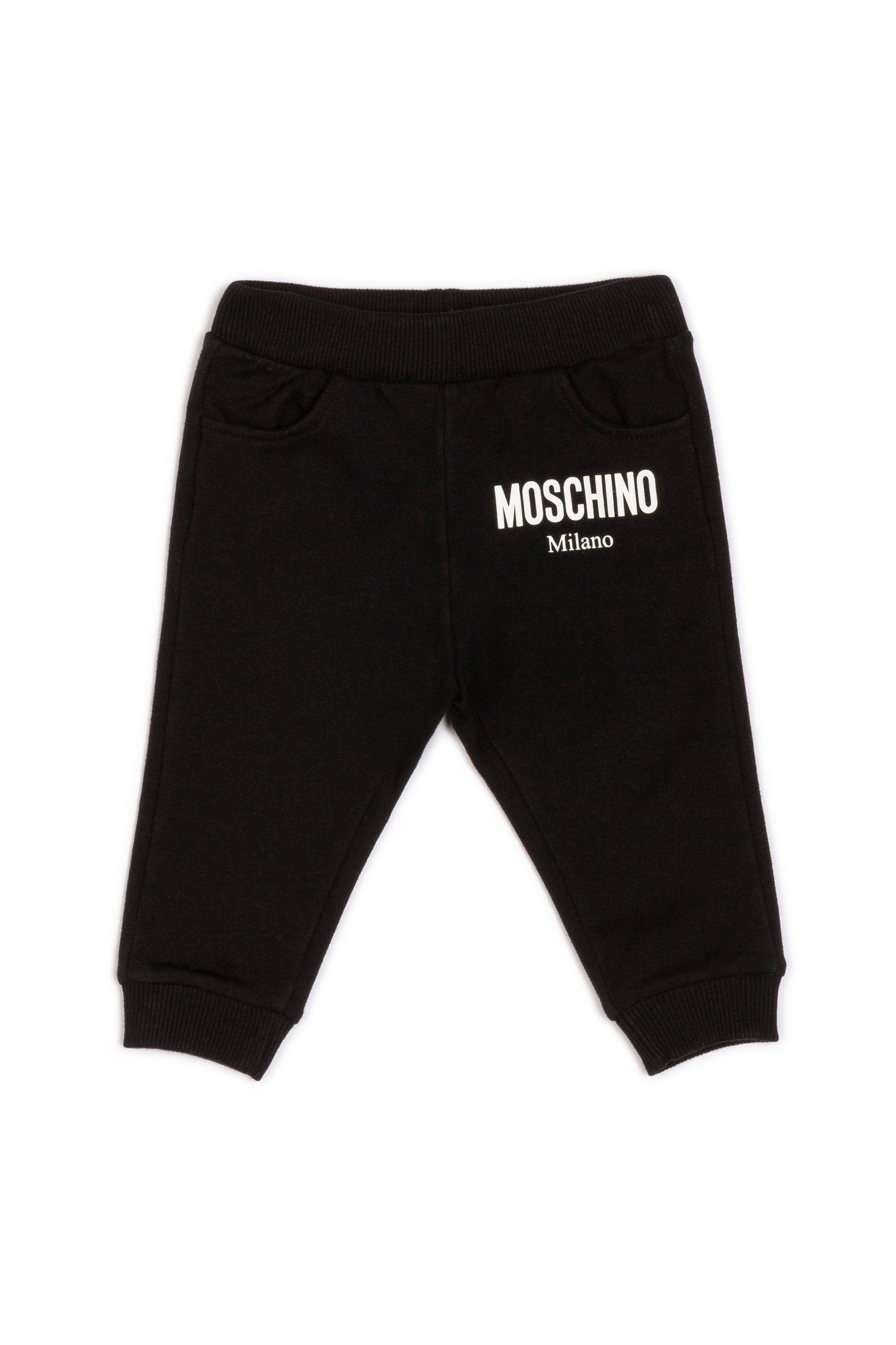 Baby Boys & Girls Black Logo Cotton Trousers