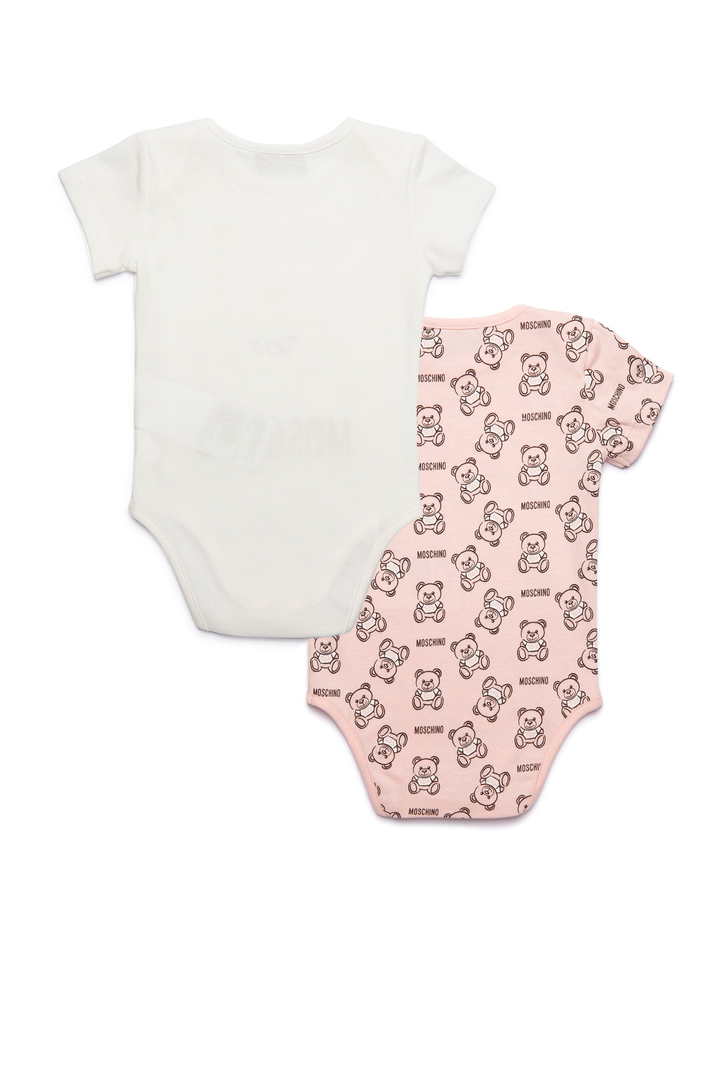 Baby Girls White & Pink Logo Cotton Set (2 Pieces）