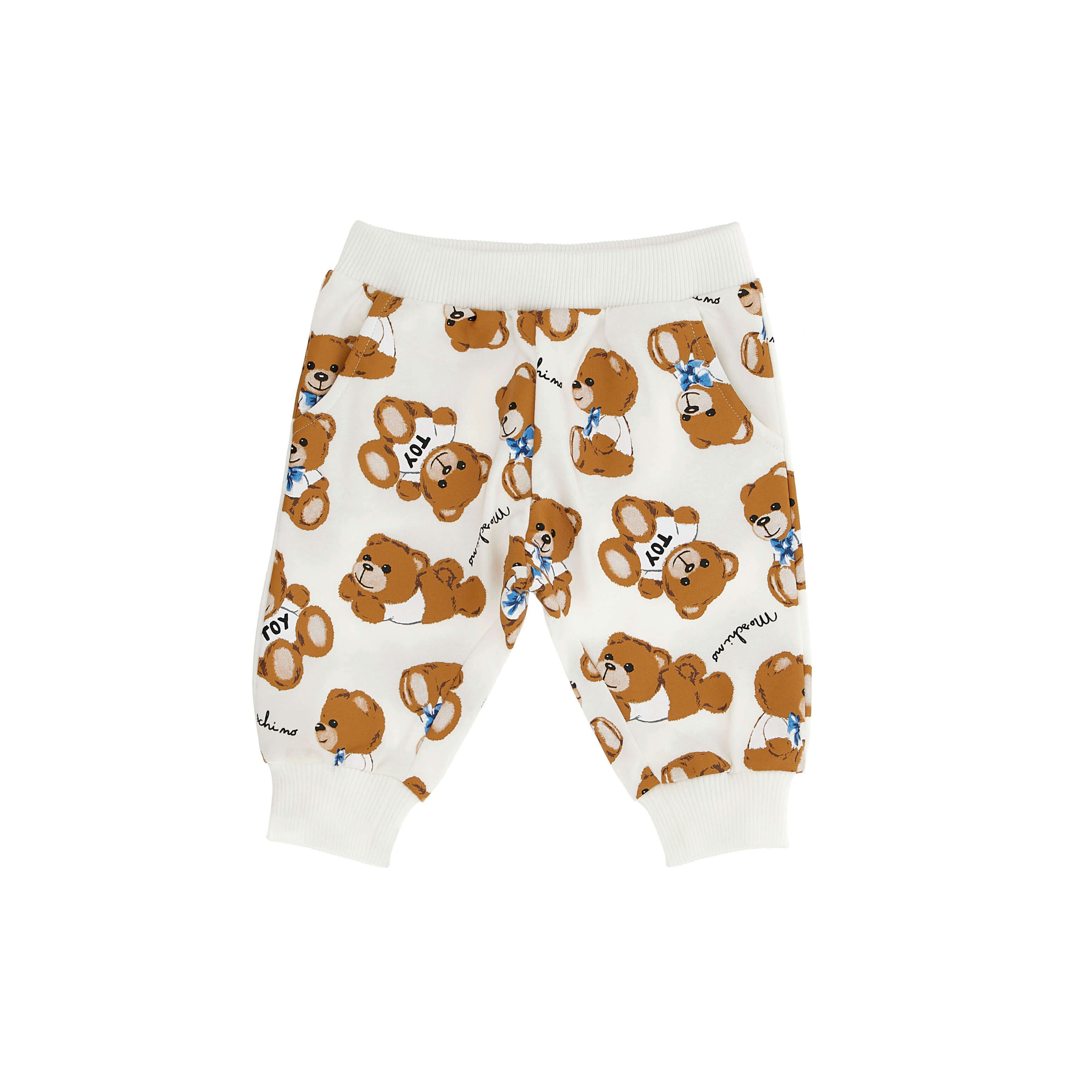 Baby Boys & Girls White Bear Printed Cotton Trousers