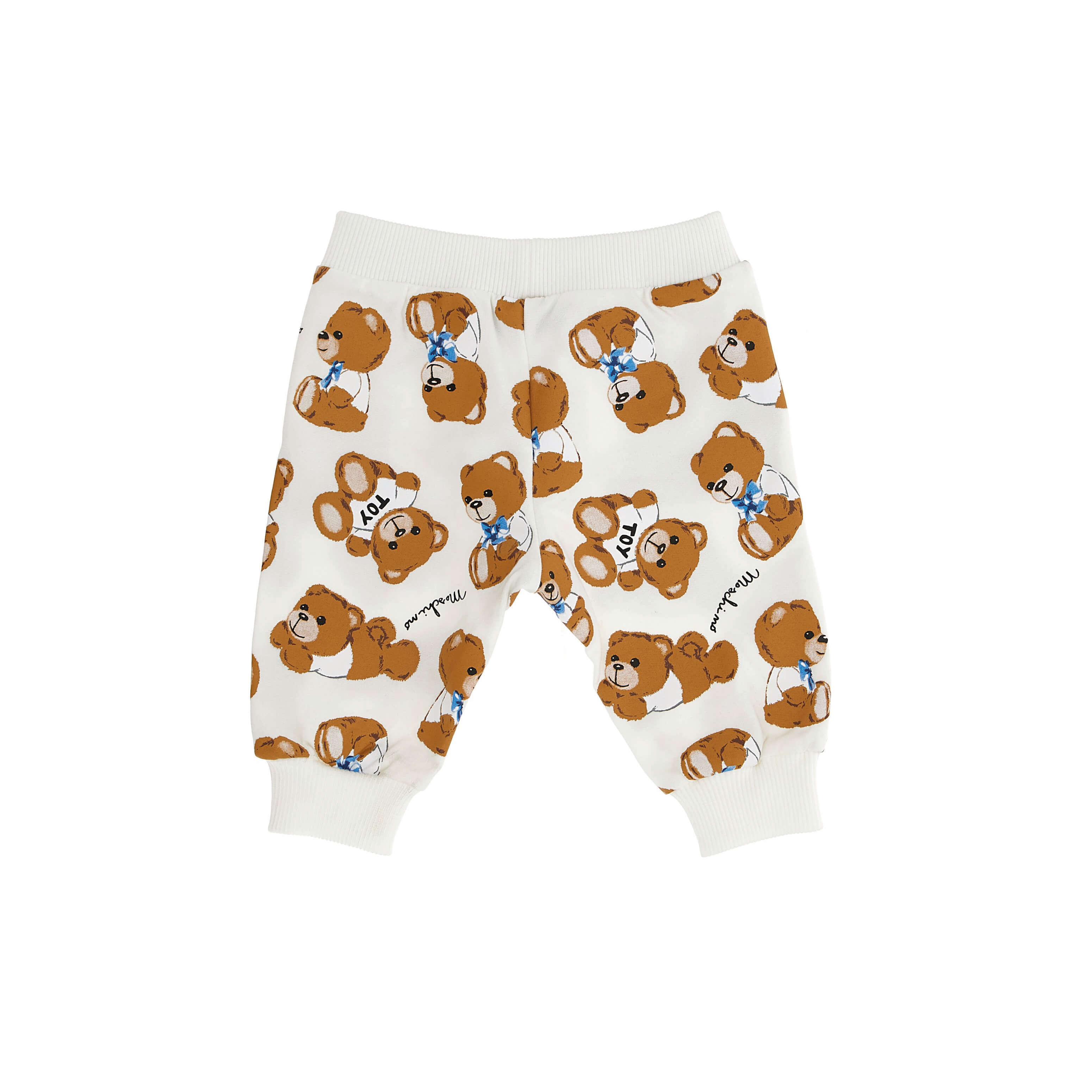 Baby Boys & Girls White Bear Printed Cotton Trousers