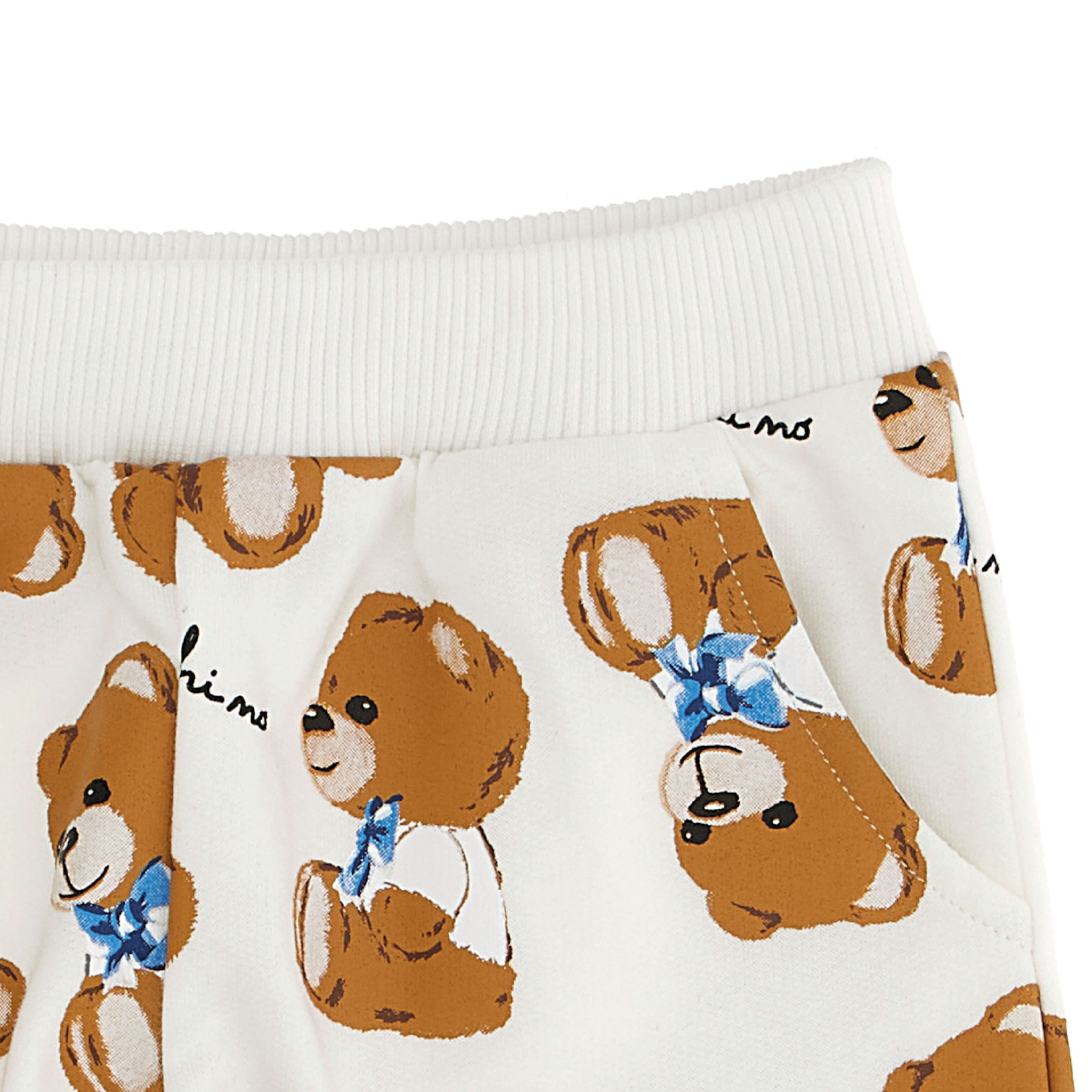 Baby Boys & Girls White Bear Printed Cotton Trousers