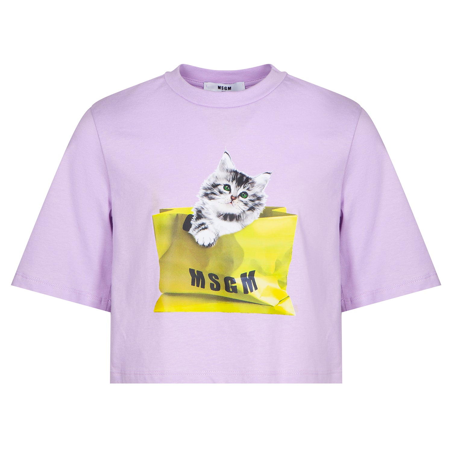 Girls Lilac Printed Cotton T-Shirt