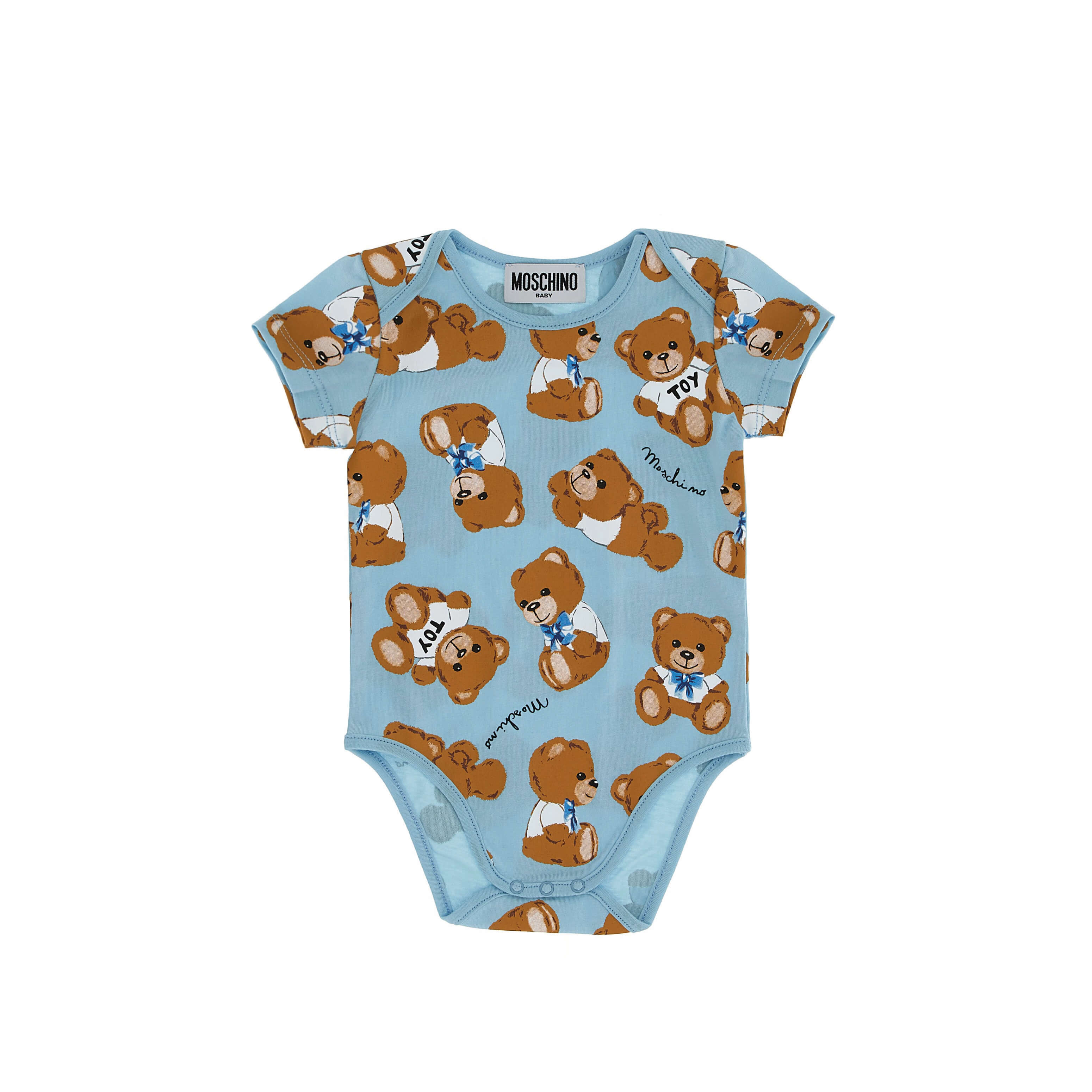 Baby Boys & Girls Blue Printed Cotton Babysuit