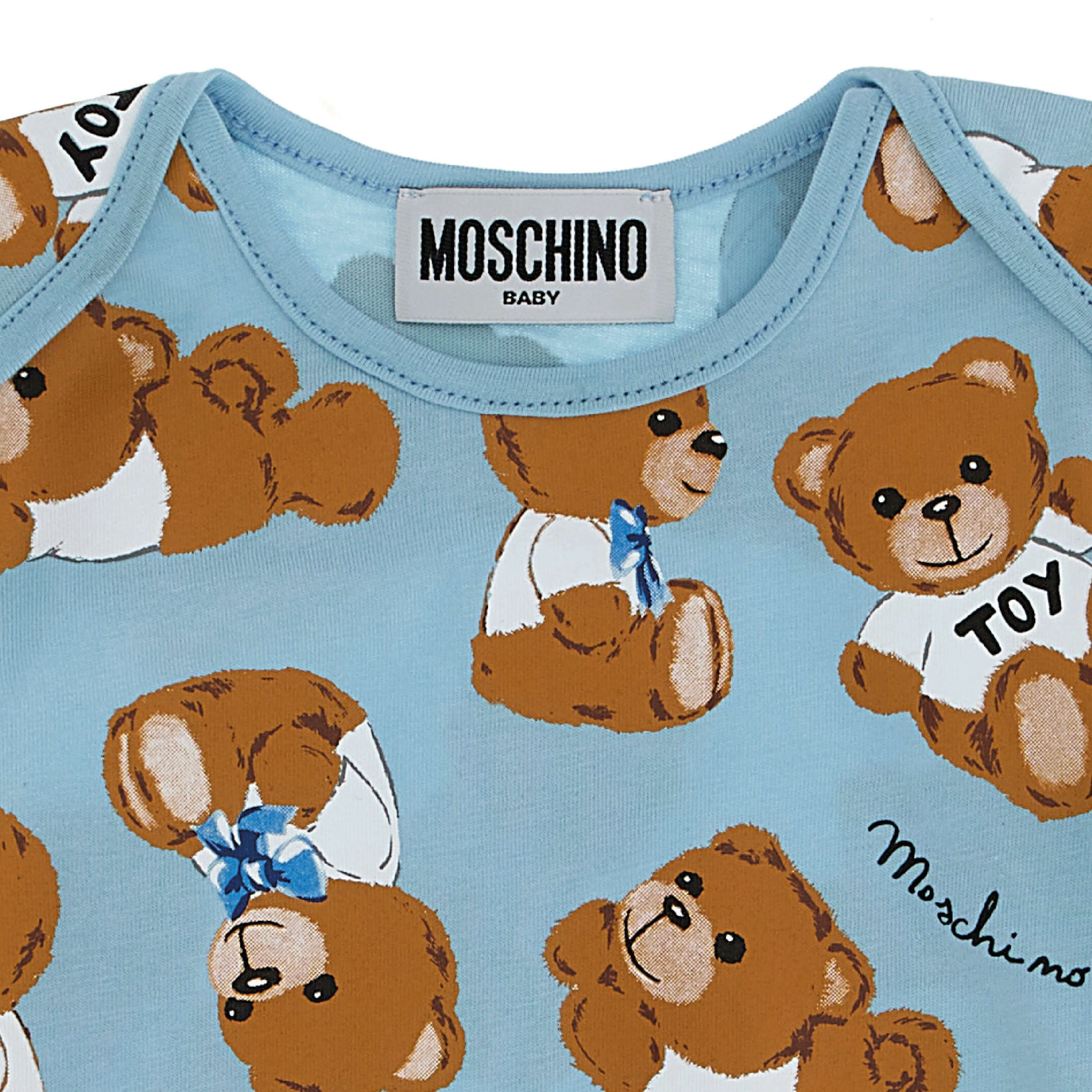 Baby Boys & Girls Blue Printed Cotton Babysuit