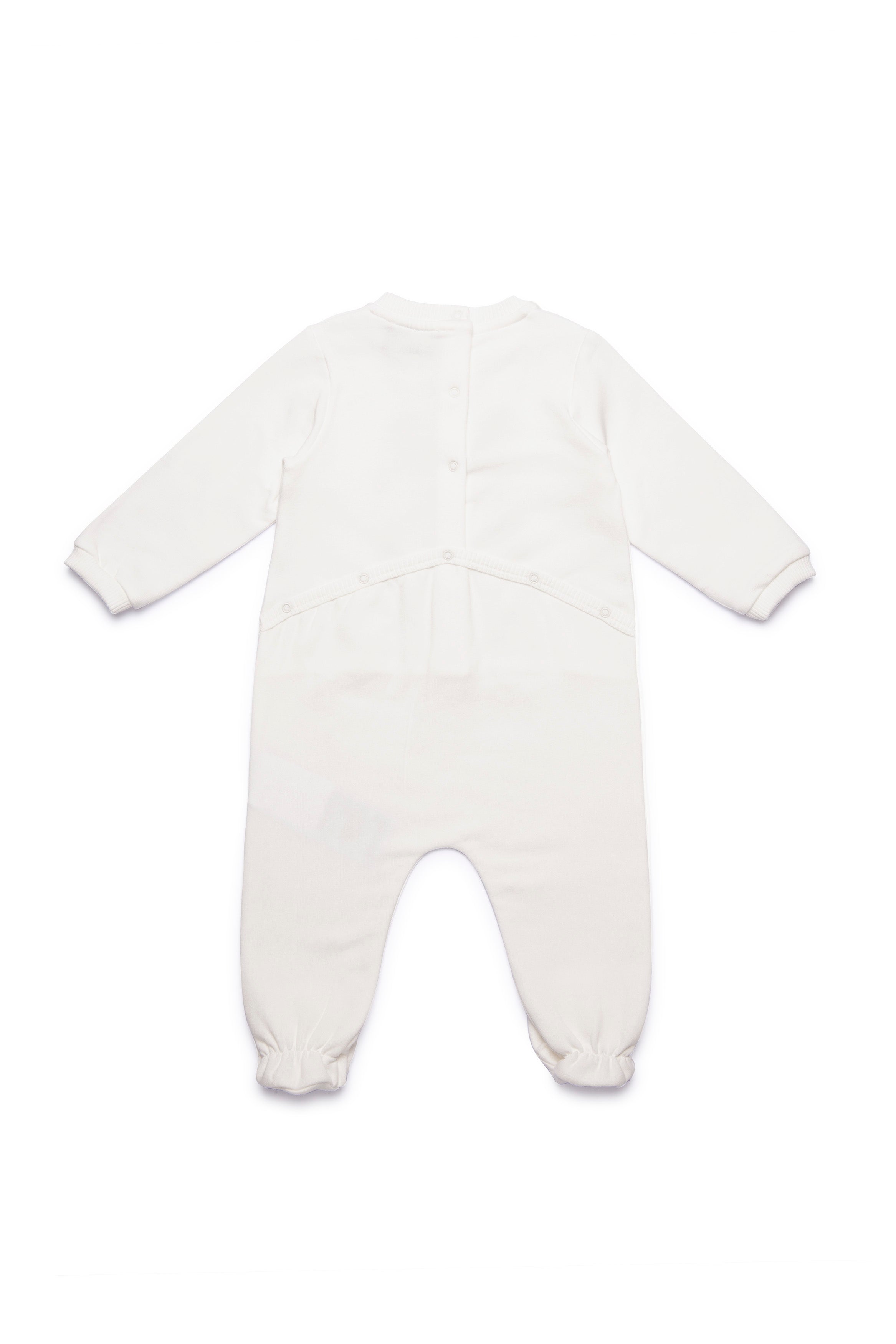 Baby Boys & Girls White Logo Cotton Jumpsuit & Bib