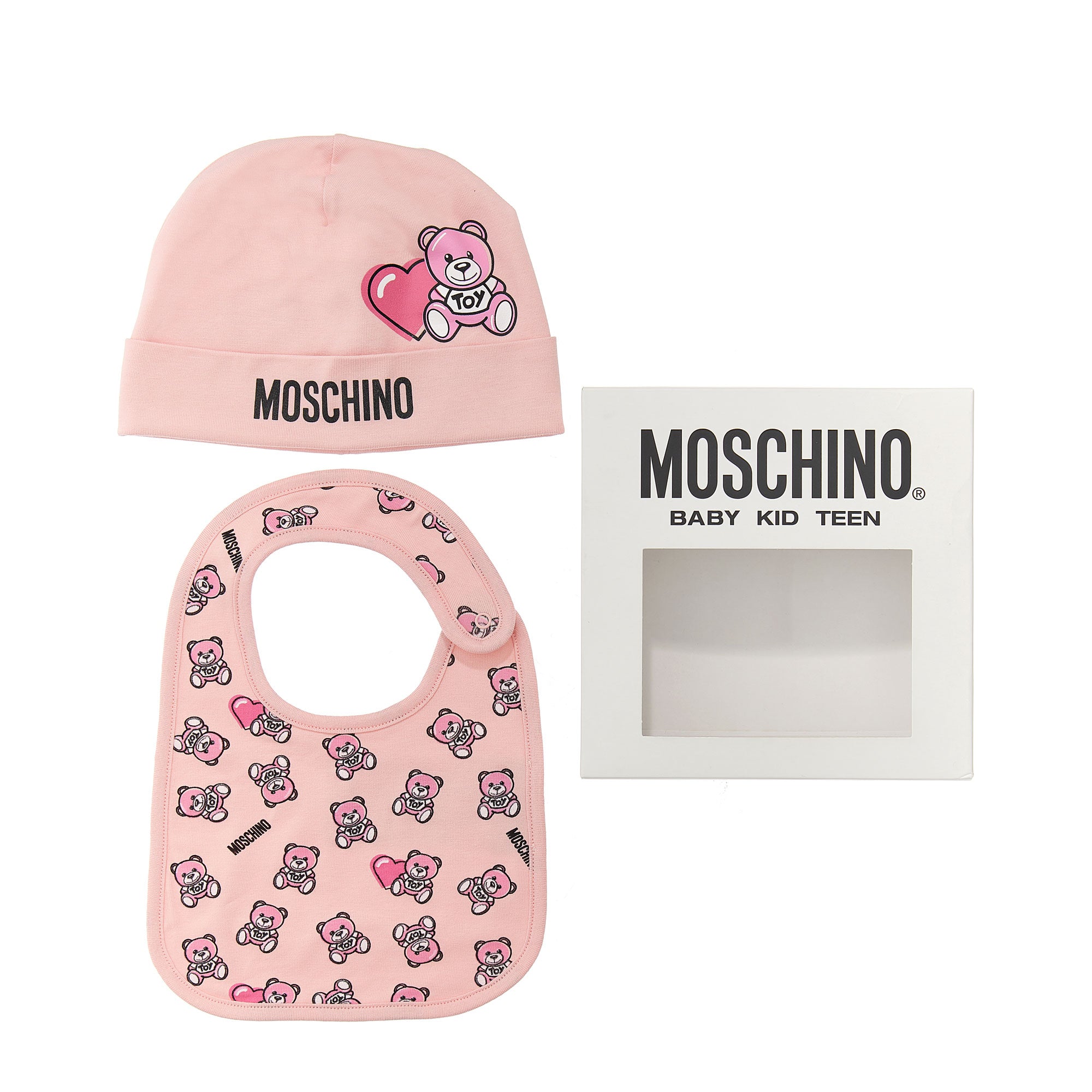 Baby Girls Pink Cotton Hat & Bib Set