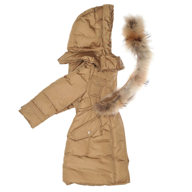 Girls Khaki Plush Trims Hooded 'Phalangere'Jacket - CÉMAROSE | Children's Fashion Store - 4