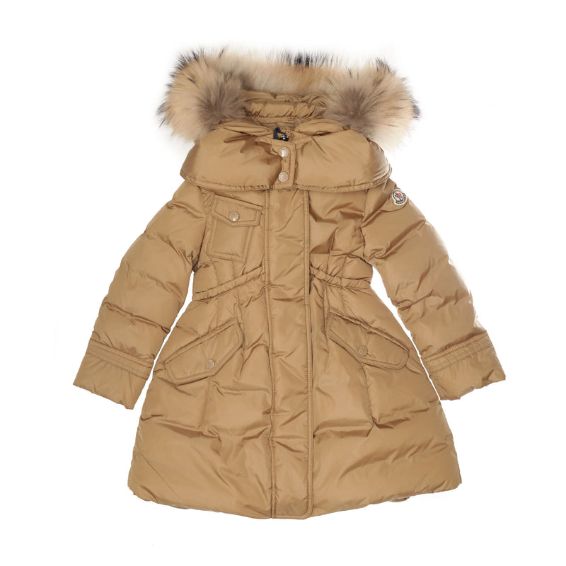 Girls Khaki Plush Trims Hooded 'Phalangere'Jacket - CÉMAROSE | Children's Fashion Store - 1