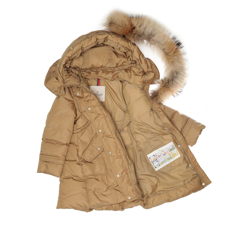Girls Khaki Plush Trims Hooded 'Phalangere'Jacket - CÉMAROSE | Children's Fashion Store - 3