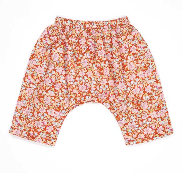Baby Girls Red Floral Cotton Trousers