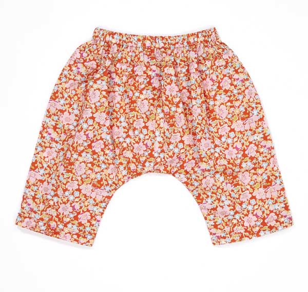 Baby Girls Red Floral Cotton Trousers