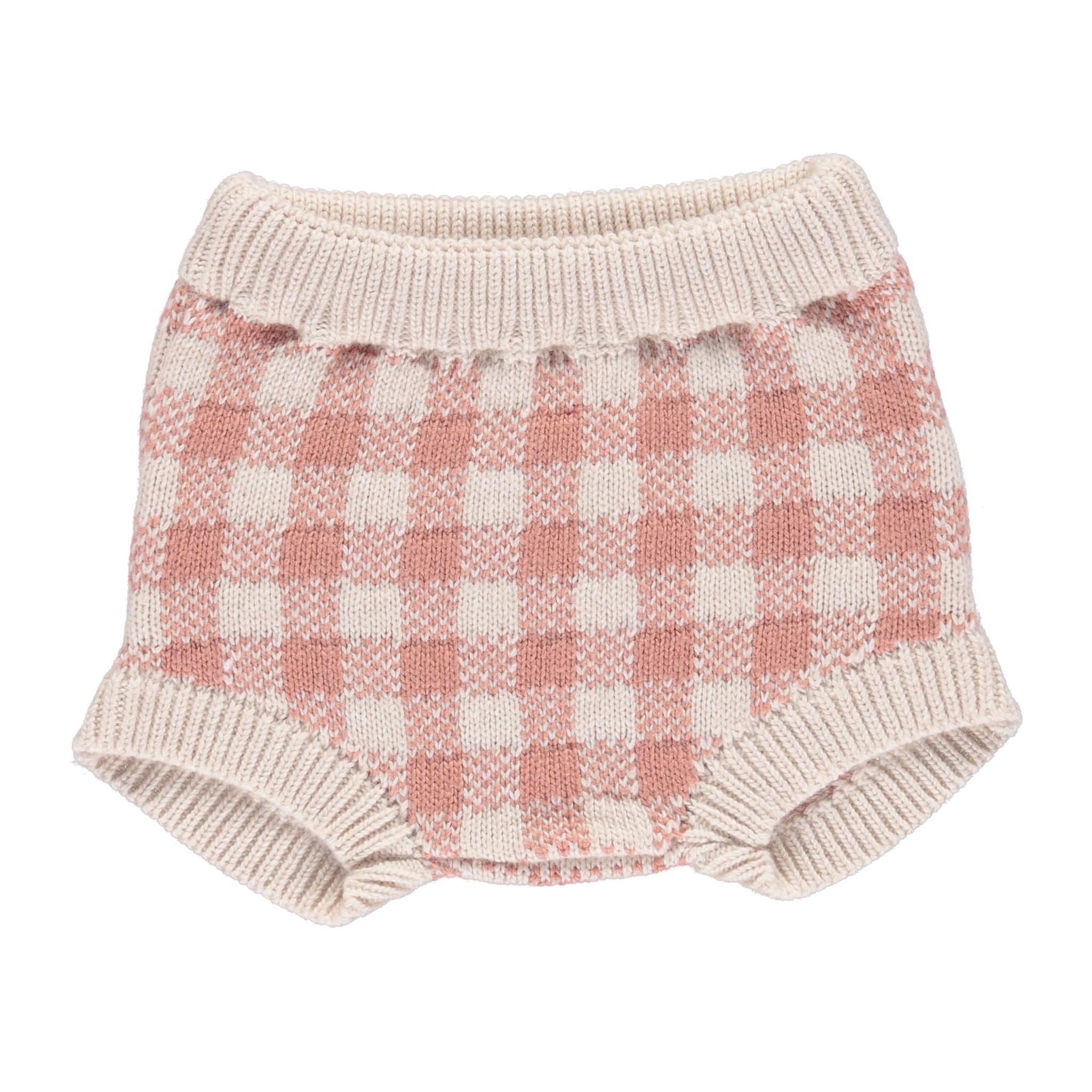 Baby Girls Pink Check Wool Bloomers