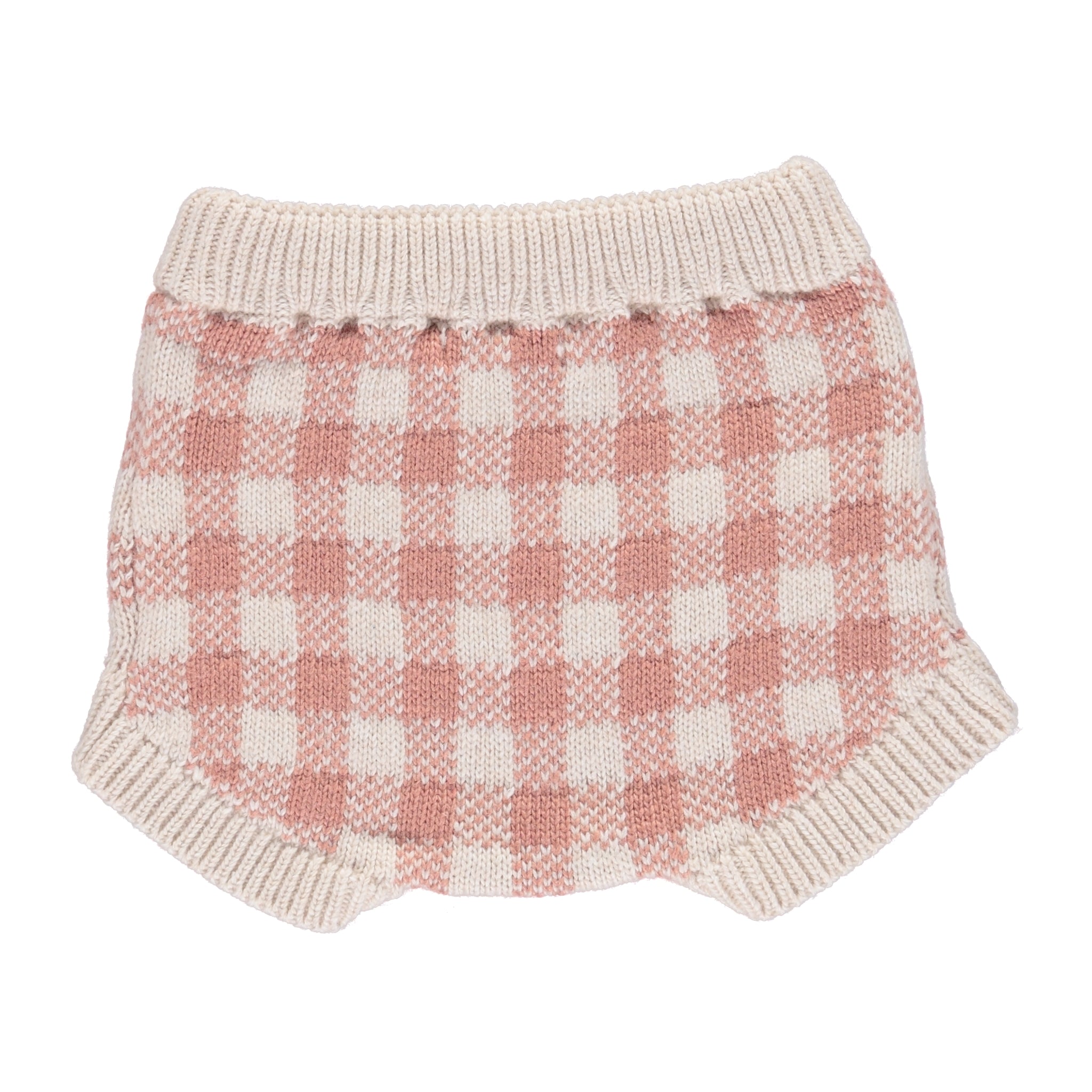 Baby Girls Pink Check Wool Bloomers