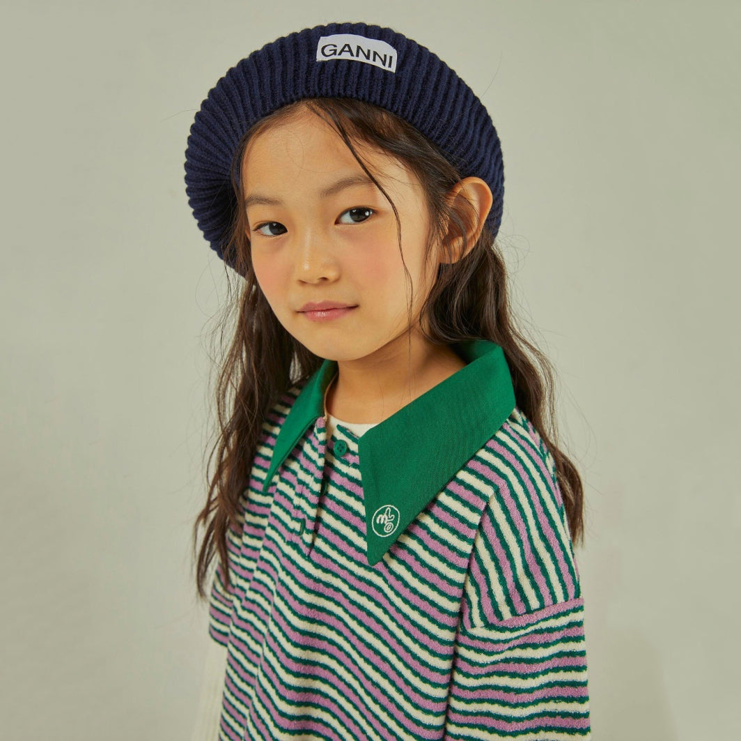 Girls Green Stripes Cotton Dress
