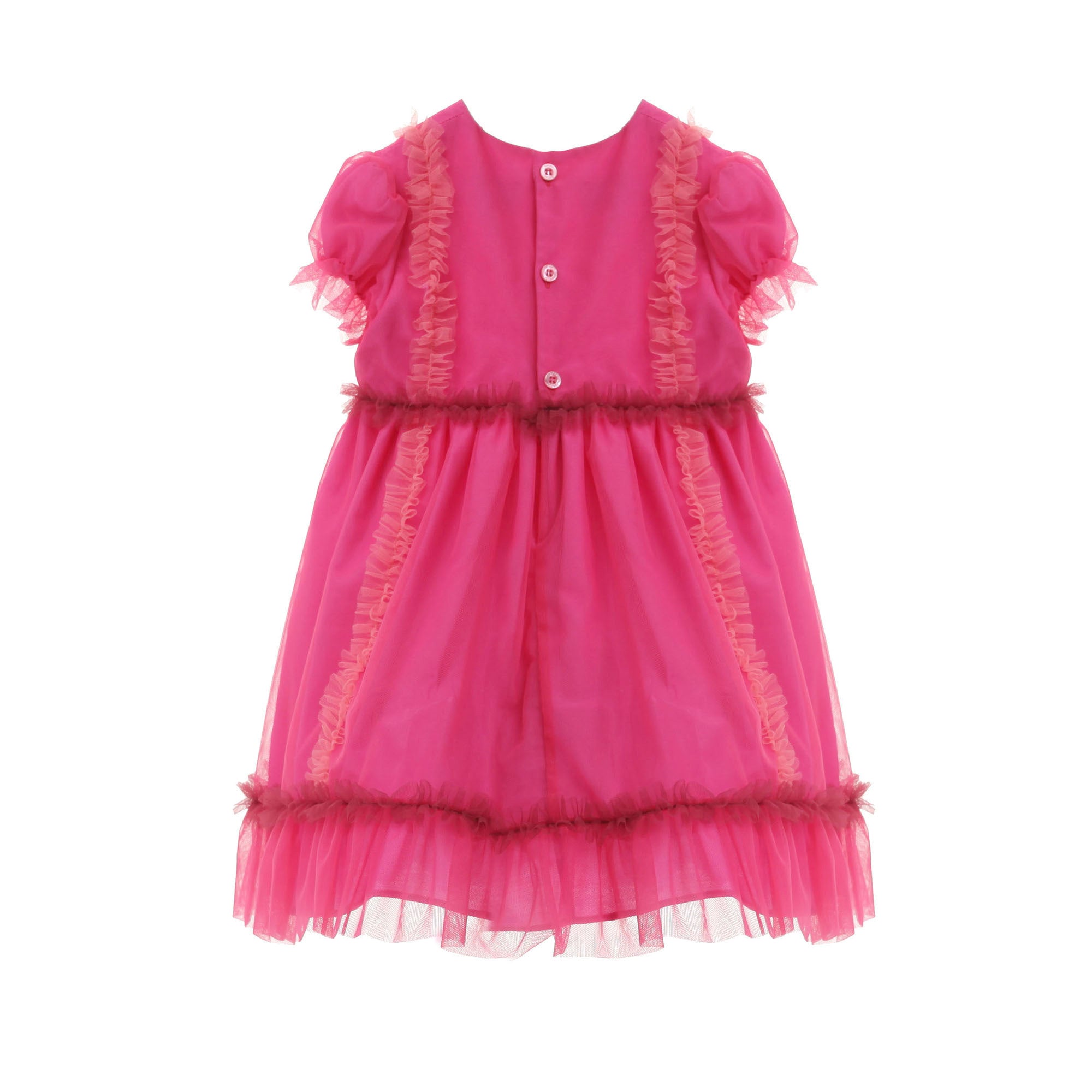 Baby Girls Fuchsia Lace Trims Dress - CÉMAROSE | Children's Fashion Store - 1