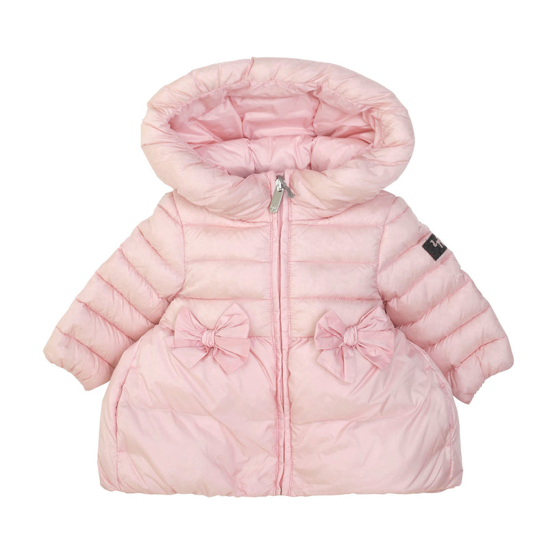 Baby Girls Quartz Pink Bow Trims Hooded Padded Down Jacket - CÉMAROSE | Children's Fashion Store - 1