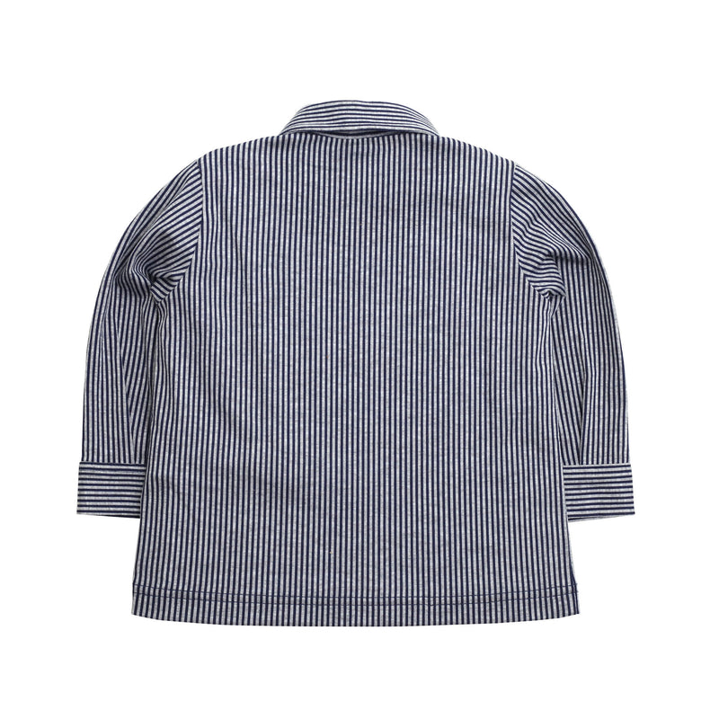 Baby Boys Navy Blue Cotton Shirt - CÉMAROSE | Children's Fashion Store - 2
