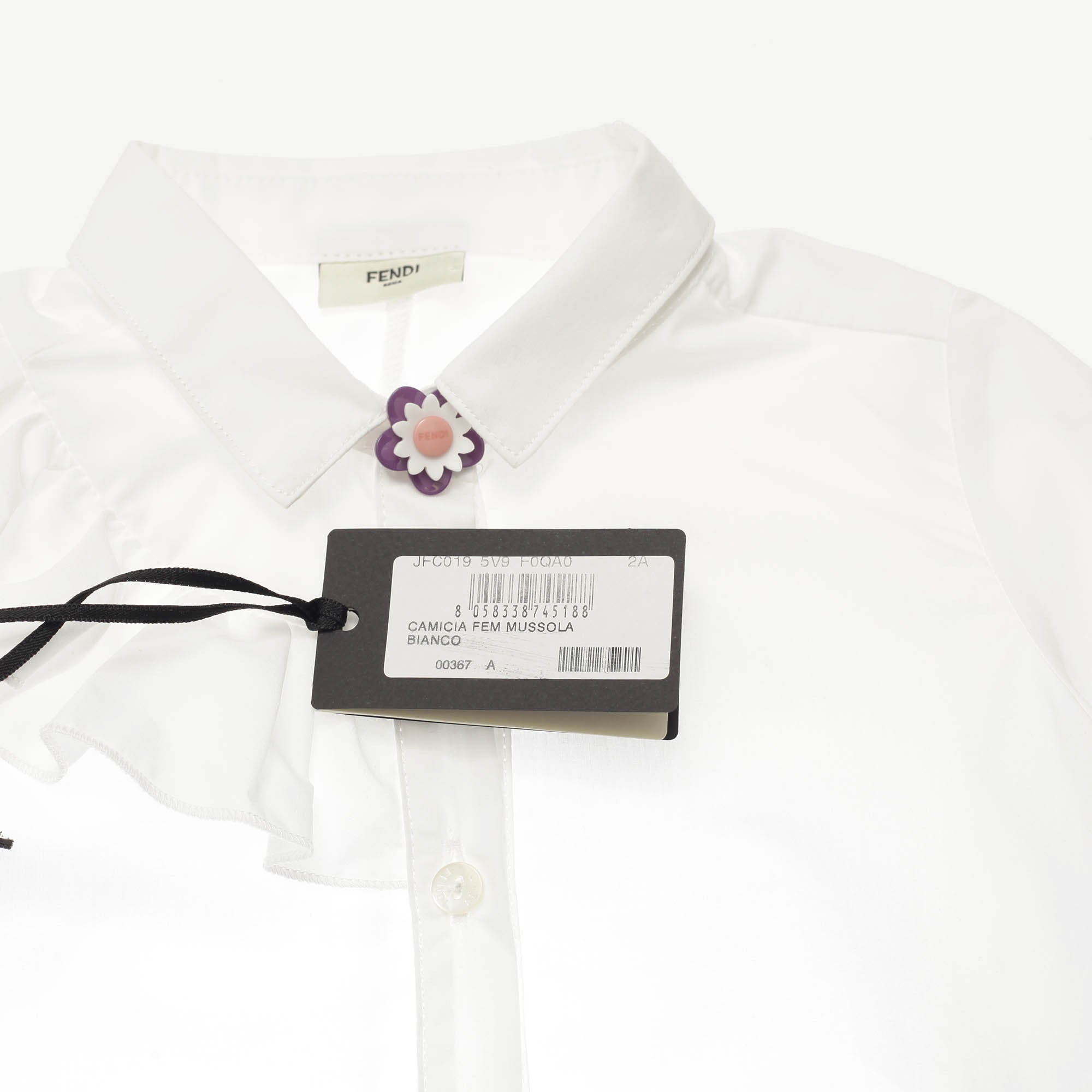Girls White Ruffled Trims Cotton Shirt - CÉMAROSE | Children's Fashion Store - 3