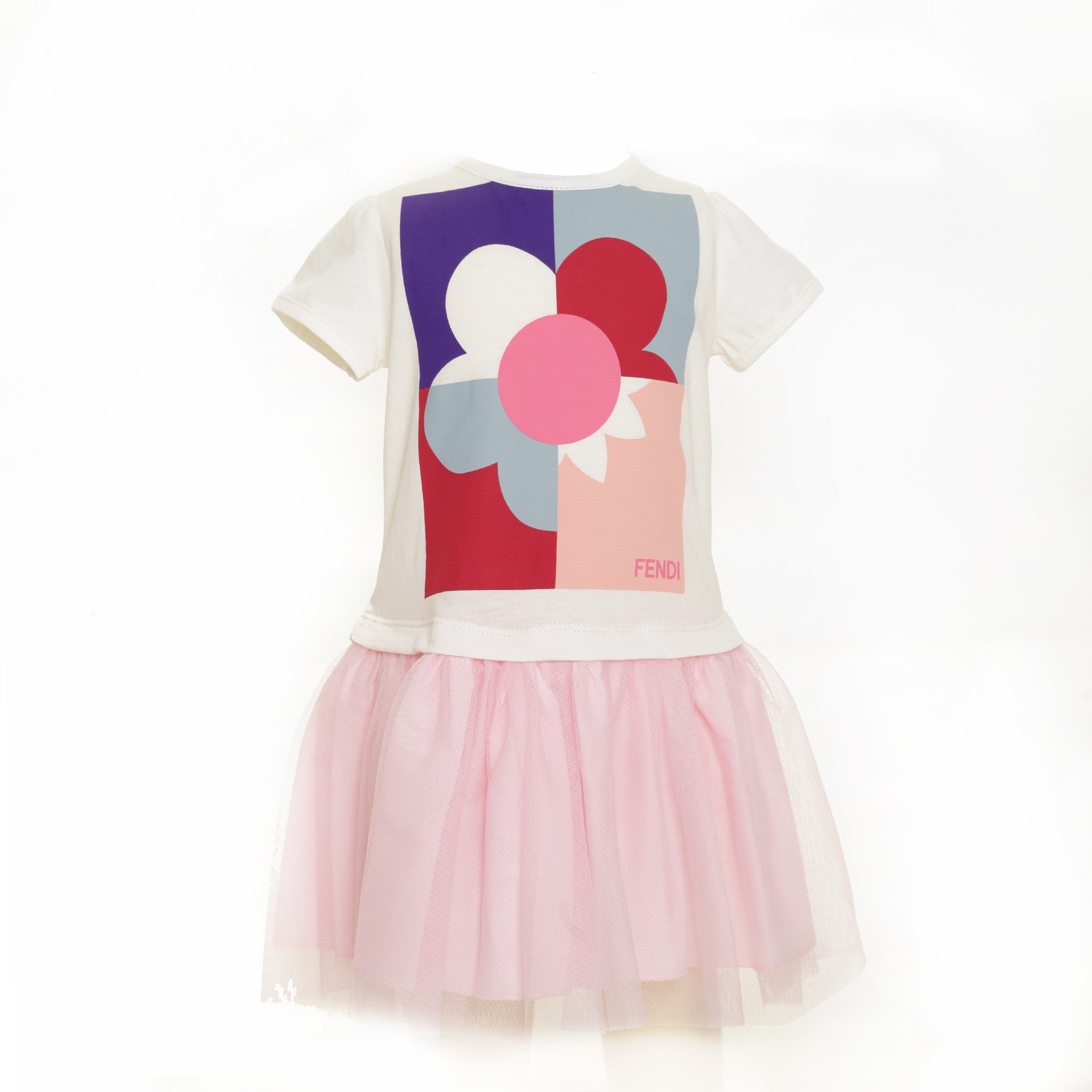 Baby Girls White & Pink Printed Trims Cotton Dress - CÉMAROSE | Children's Fashion Store - 1