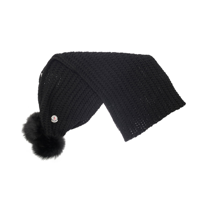 Boys & Girls Black Wool Scarf With Fur Pom-Pom - CÉMAROSE | Children's Fashion Store - 3