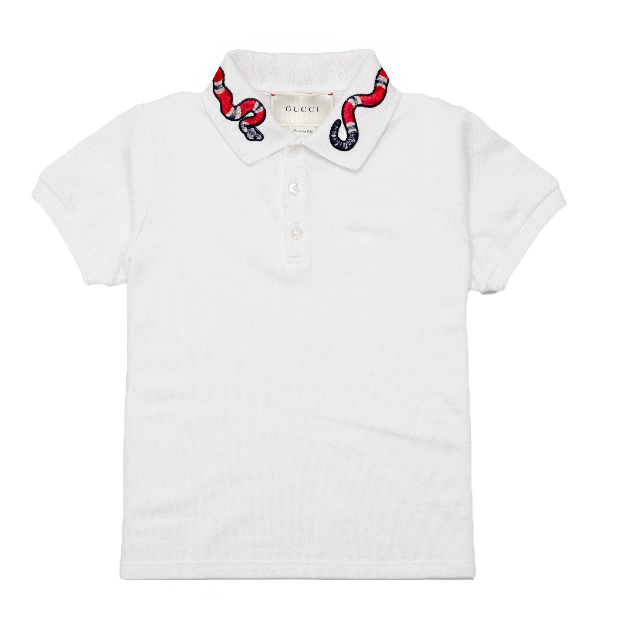 Boys White Embroidered Snake Cuffs Polo Shirt - CÉMAROSE | Children's Fashion Store - 1