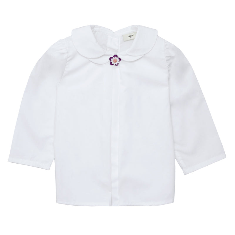 Baby Girls White Peter Pan Collar Cotton Blouse - CÉMAROSE | Children's Fashion Store - 1