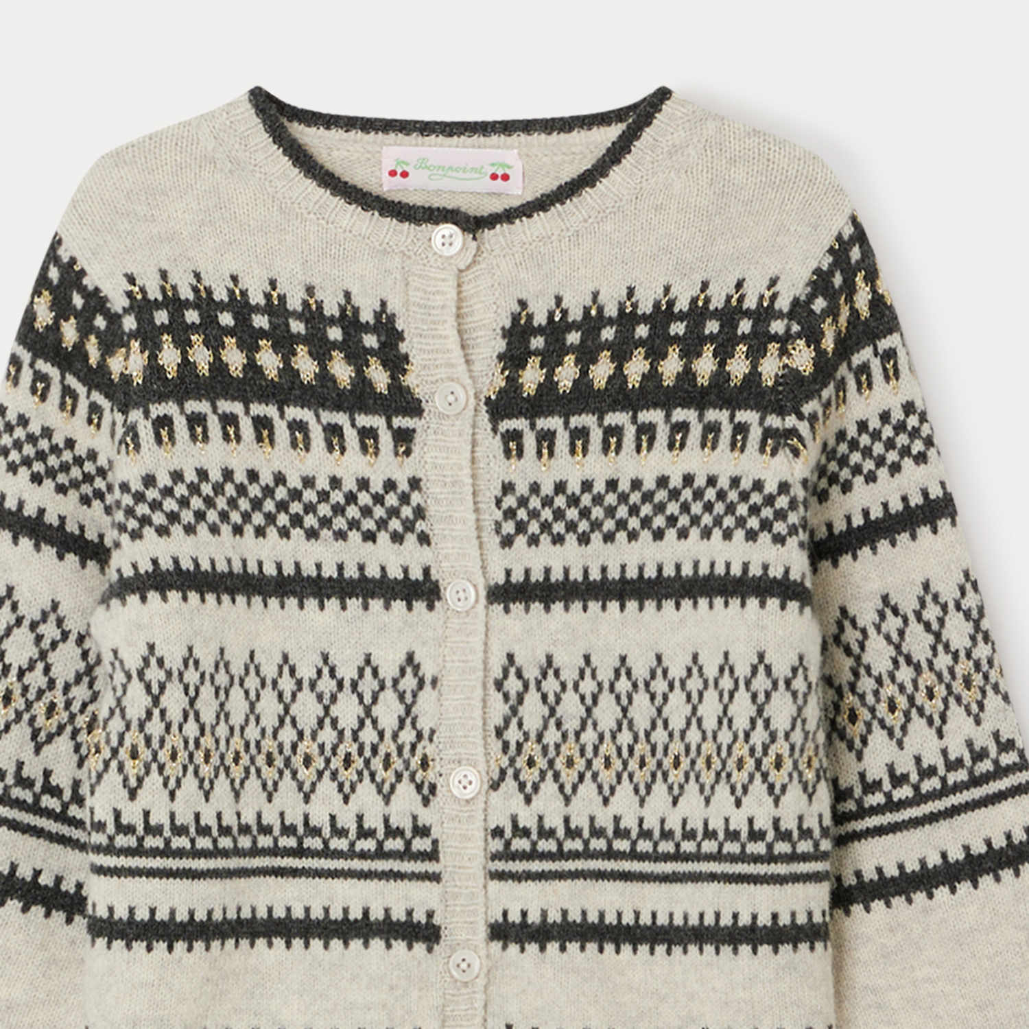 Girls Light Grey Wool Cardigan