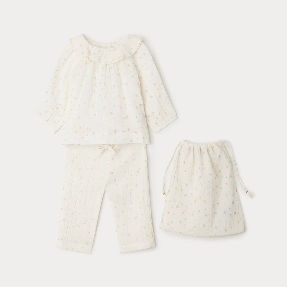 Baby Girls White Logo Cotton Set
