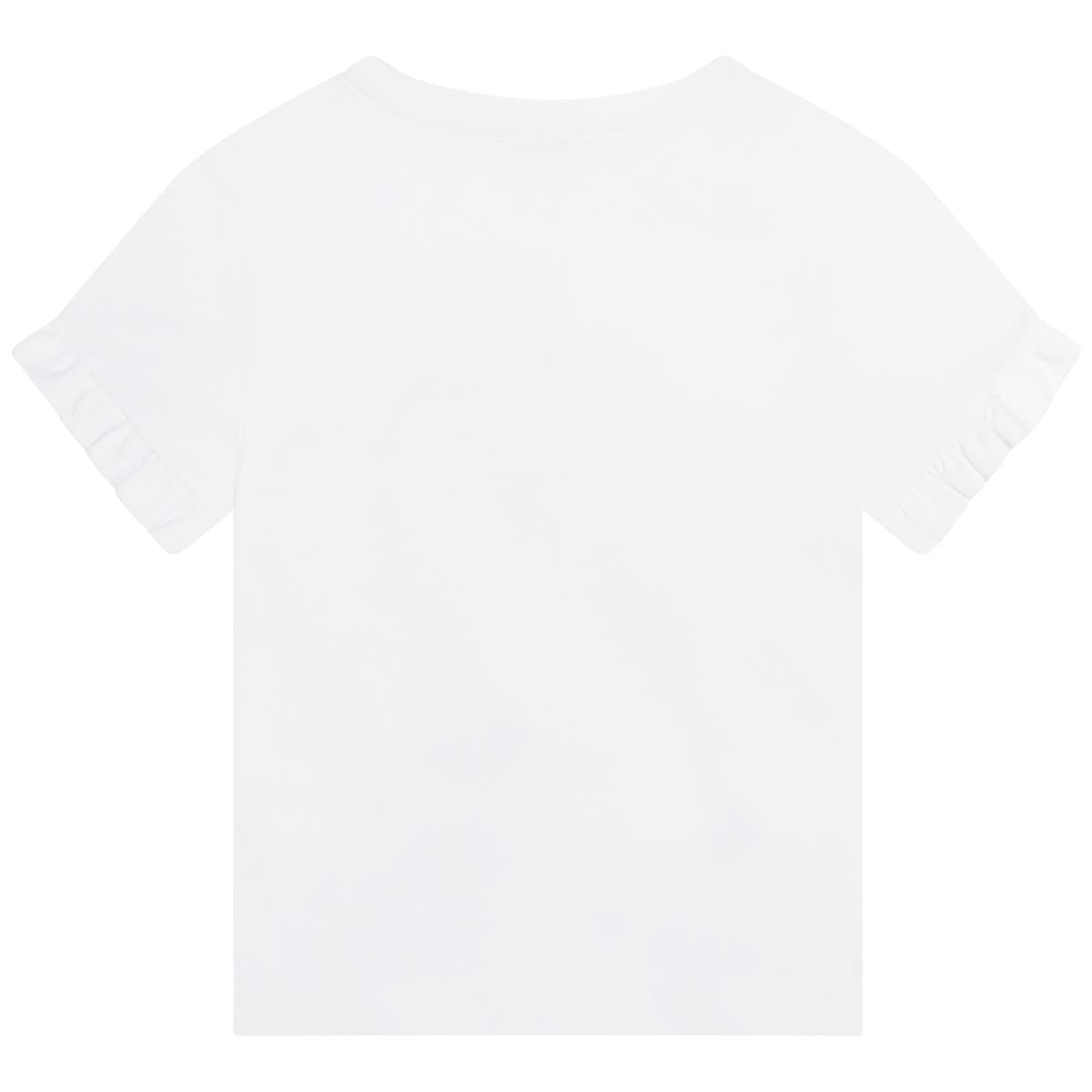 Girls White Printed T-Shirt