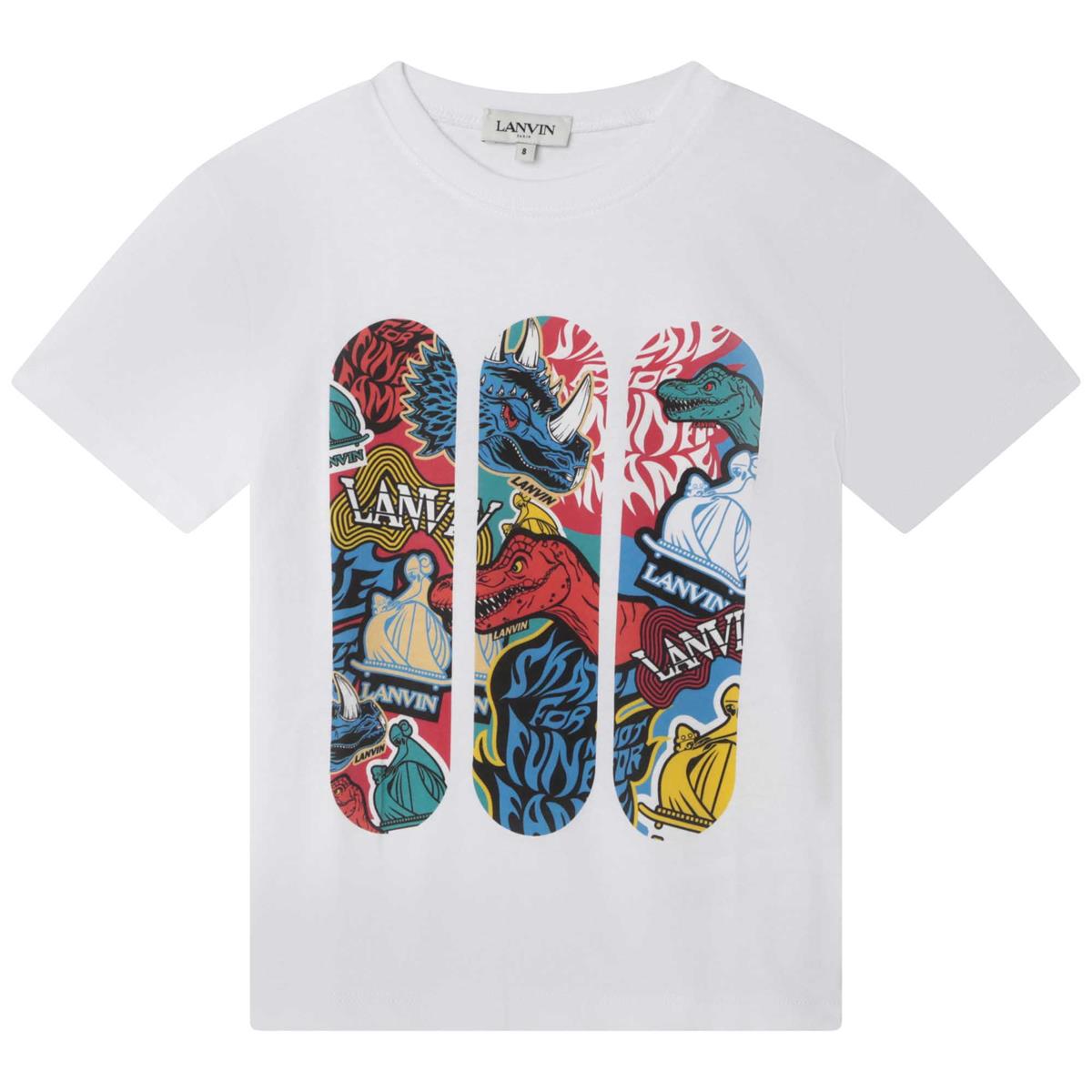 Boys White Printed T-Shirt