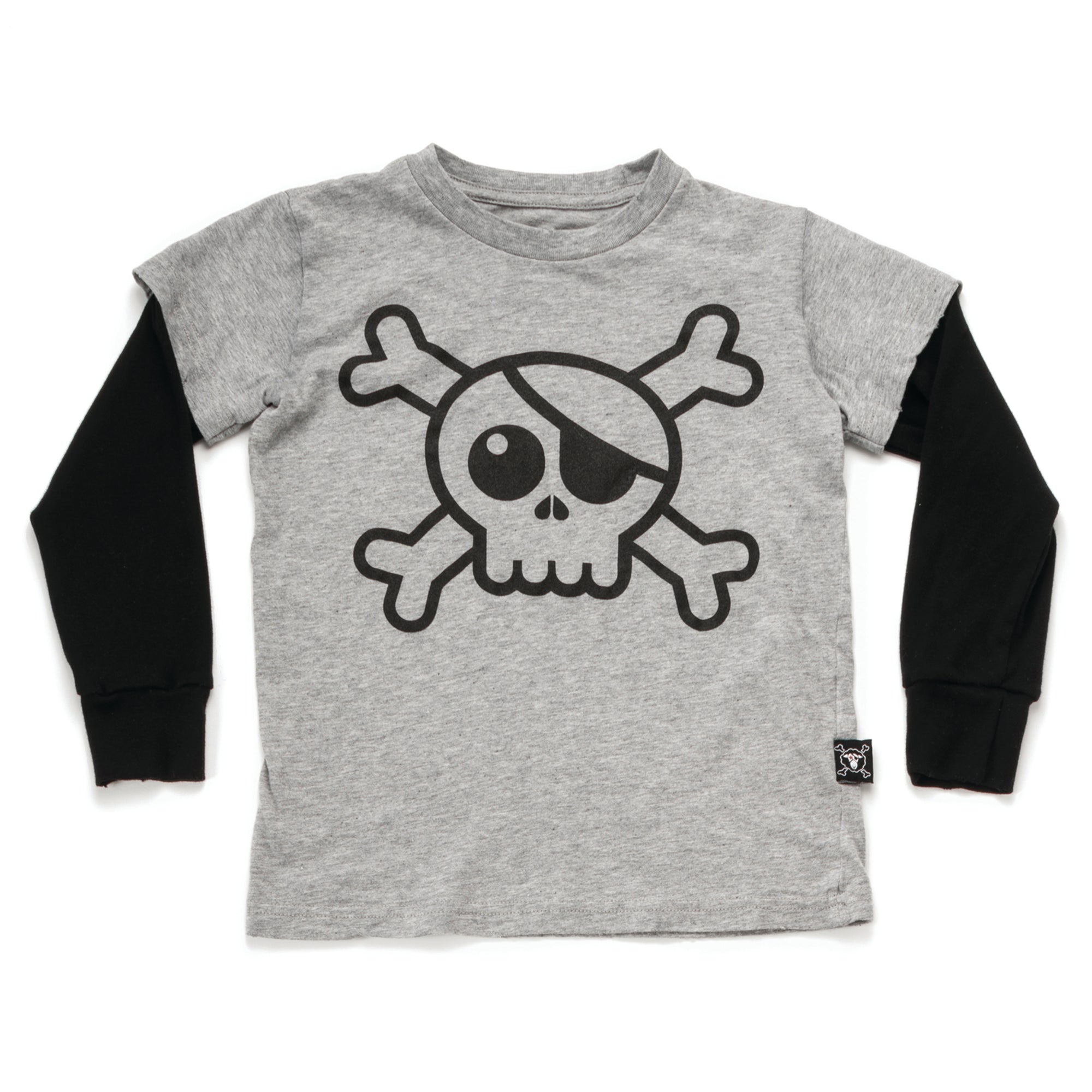 Baby Boys Heather Grey Cotton Skull T-shirt