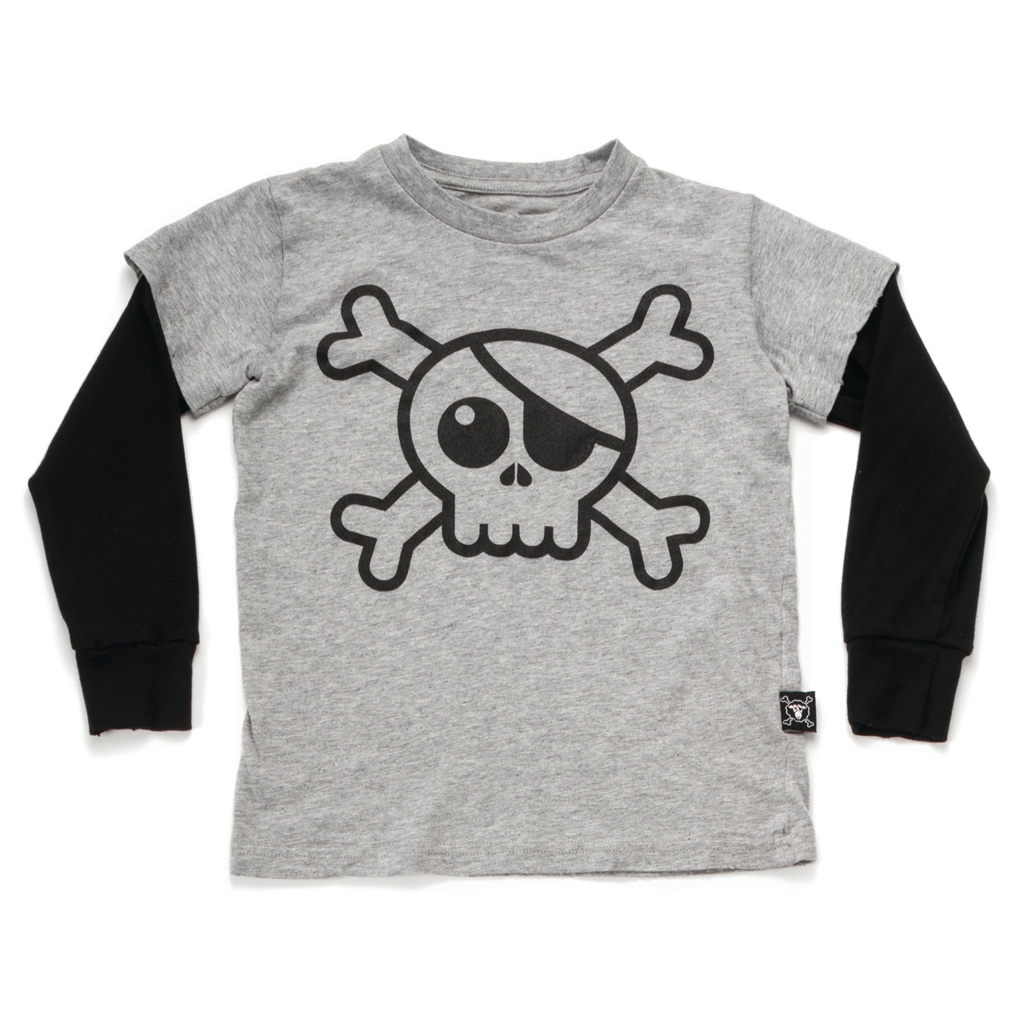 Boys Heather Grey Cotton Skull T-shirt