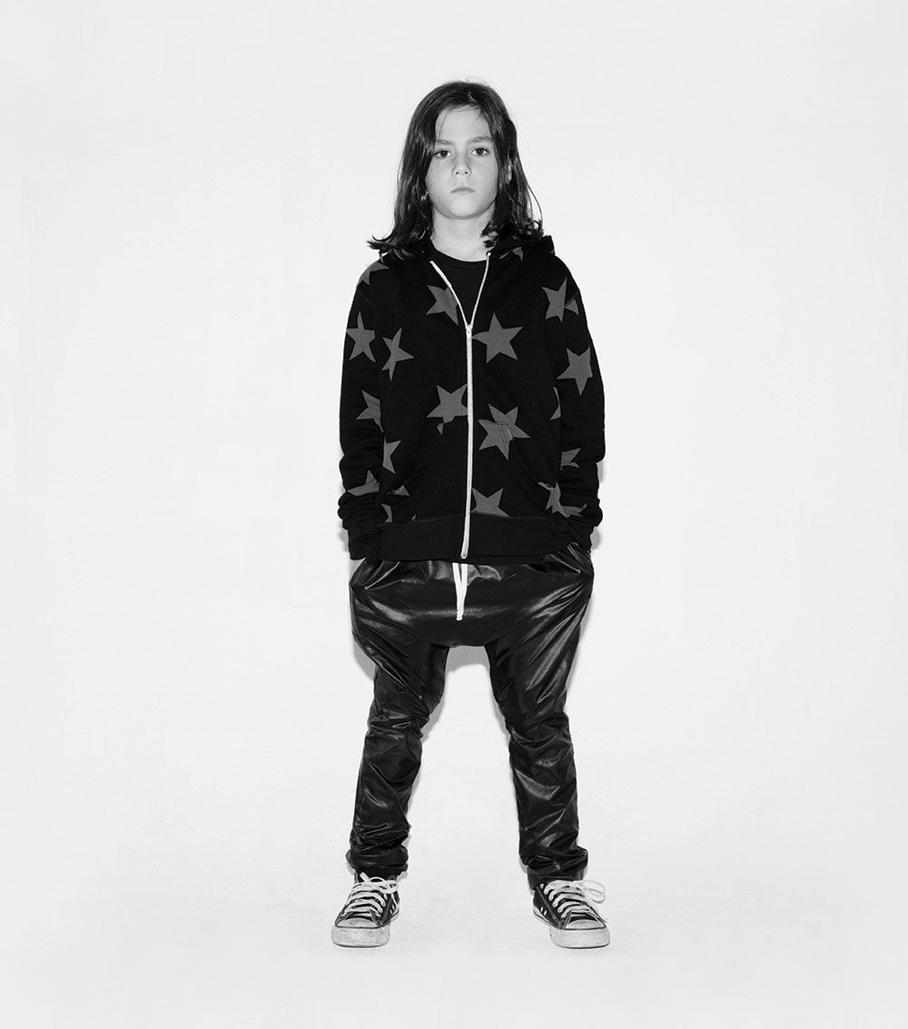 Boys & Girls Black Star Hooded Zip Coat