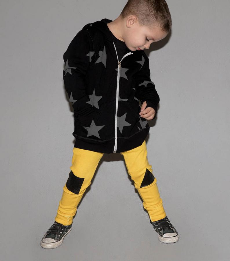 Boys & Girls Black Star Hooded Zip Coat