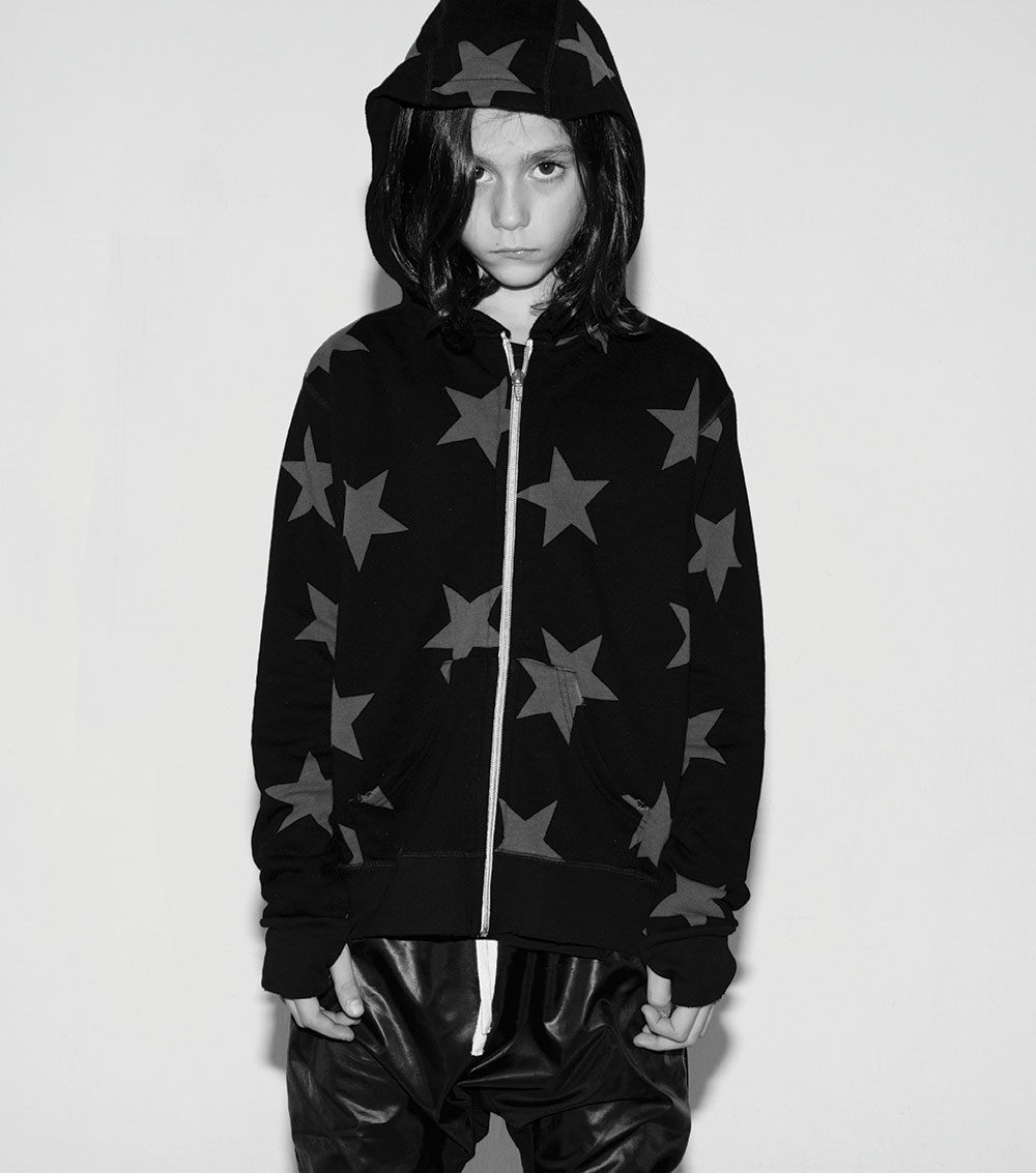 Boys & Girls Black Star Hooded Zip Coat