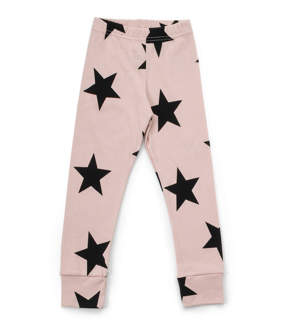 Girls Light Pink Star Cotton Leggings